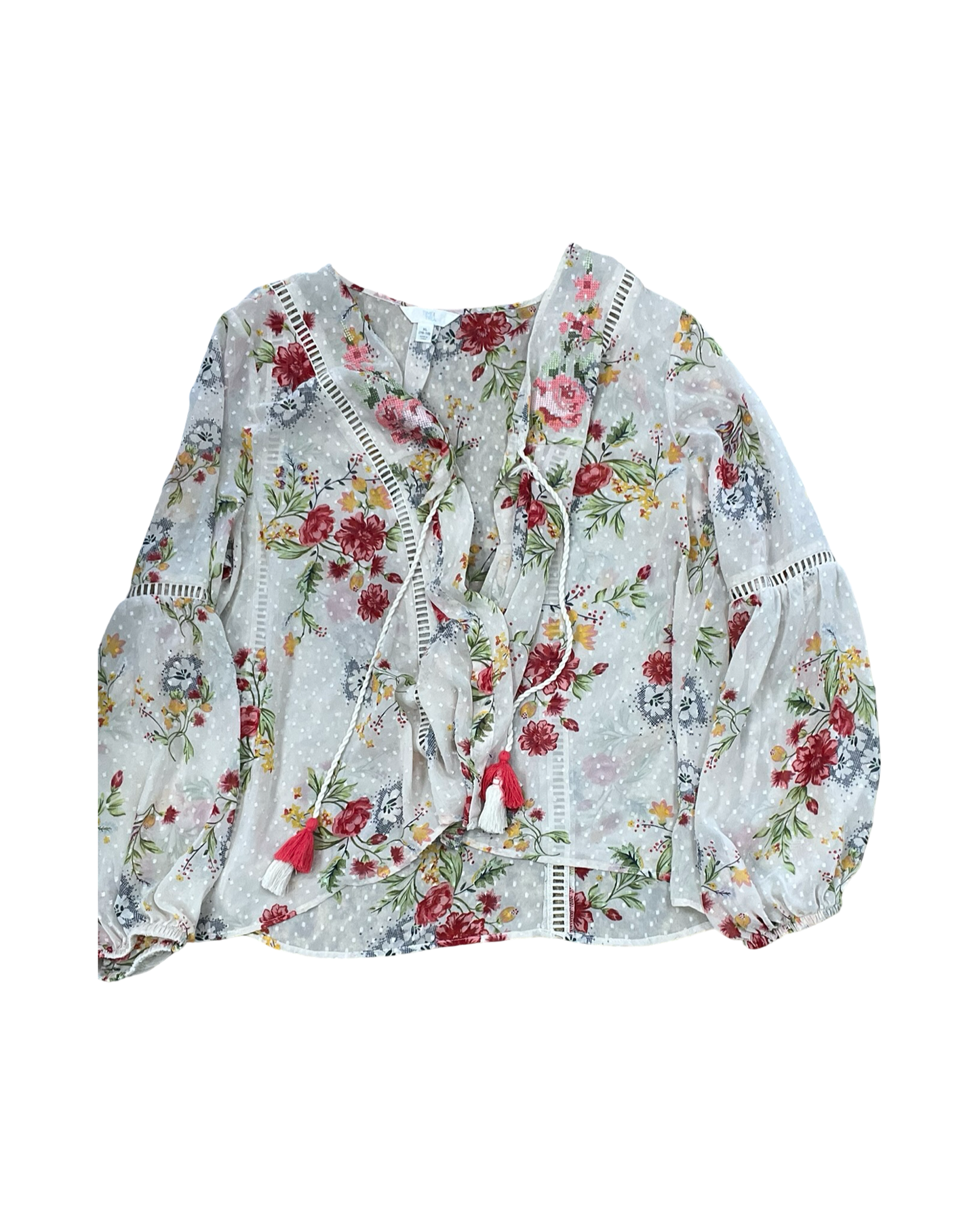 Cardigan By Time And Tru In Cream & Pink, Size:Xl