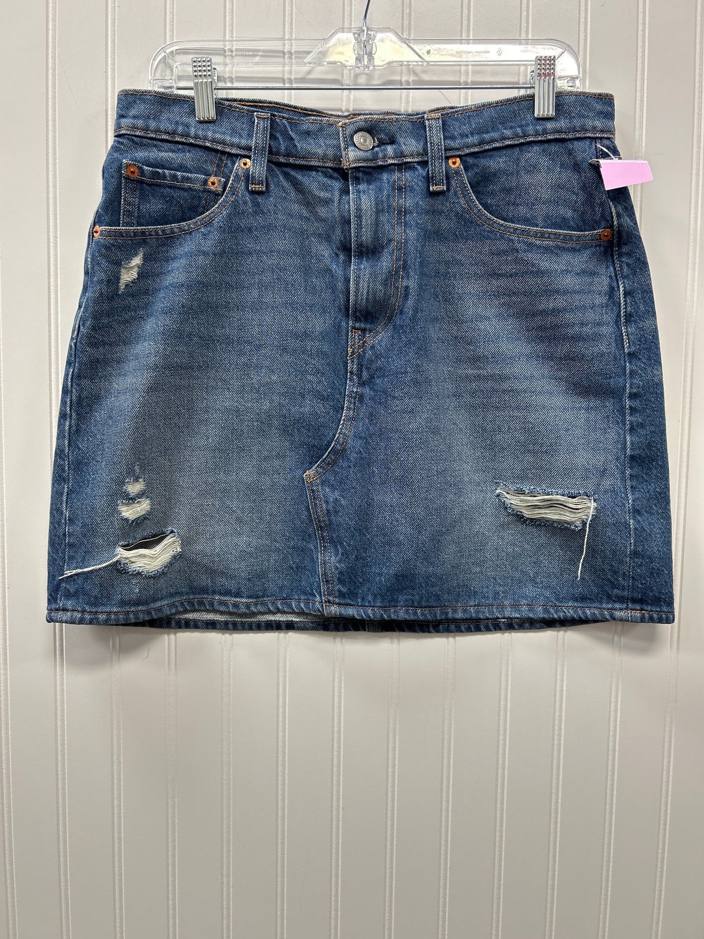 Skirt Mini & Short By Levis In Blue Denim, Size:12