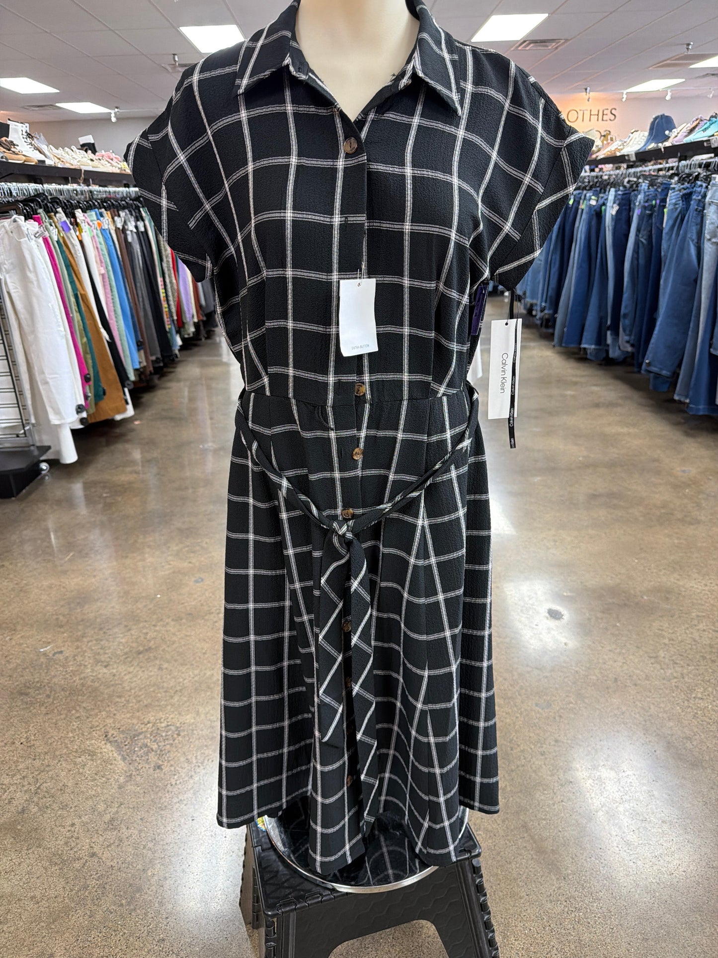 Dress Casual Maxi By Calvin Klein In Black & White, Size:6