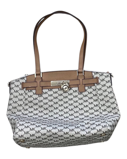 Handbag Designer By Michael Kors In Cream & Tan, Size:Medium