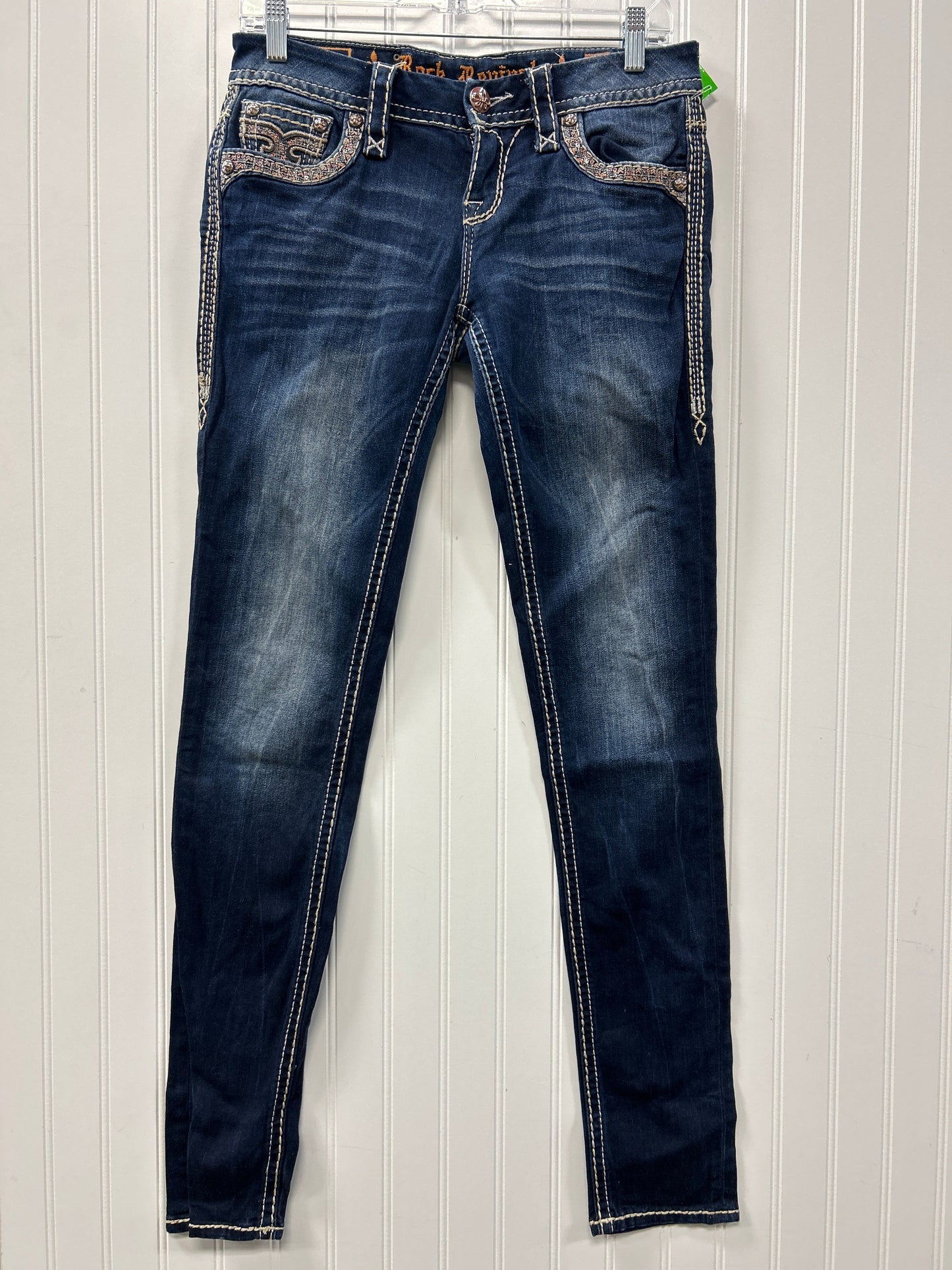 Jeans Skinny By Rock Revival In Blue Denim, Size:4