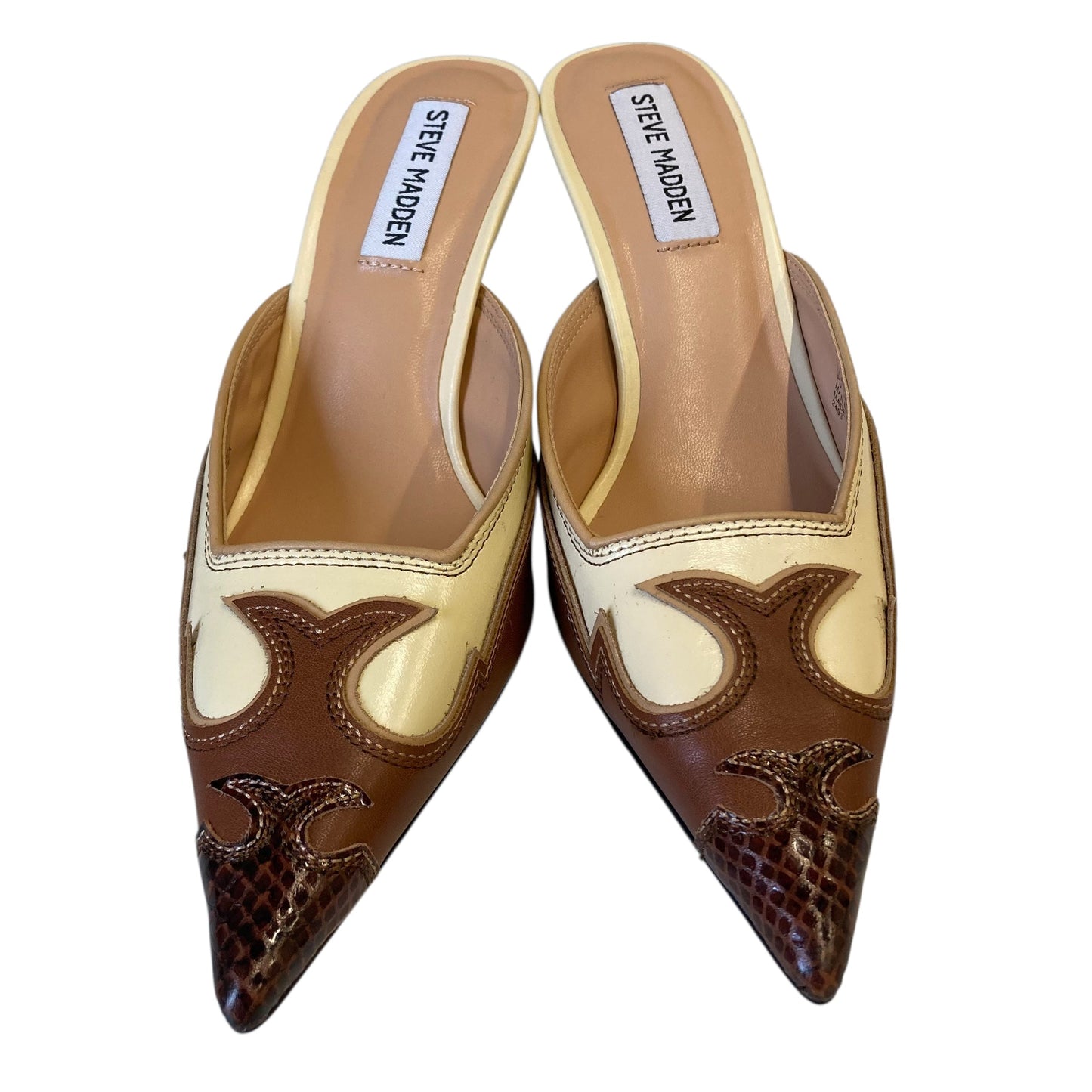 Shoes Heels Stiletto By Steve Madden In Brown & Cream, Size:7