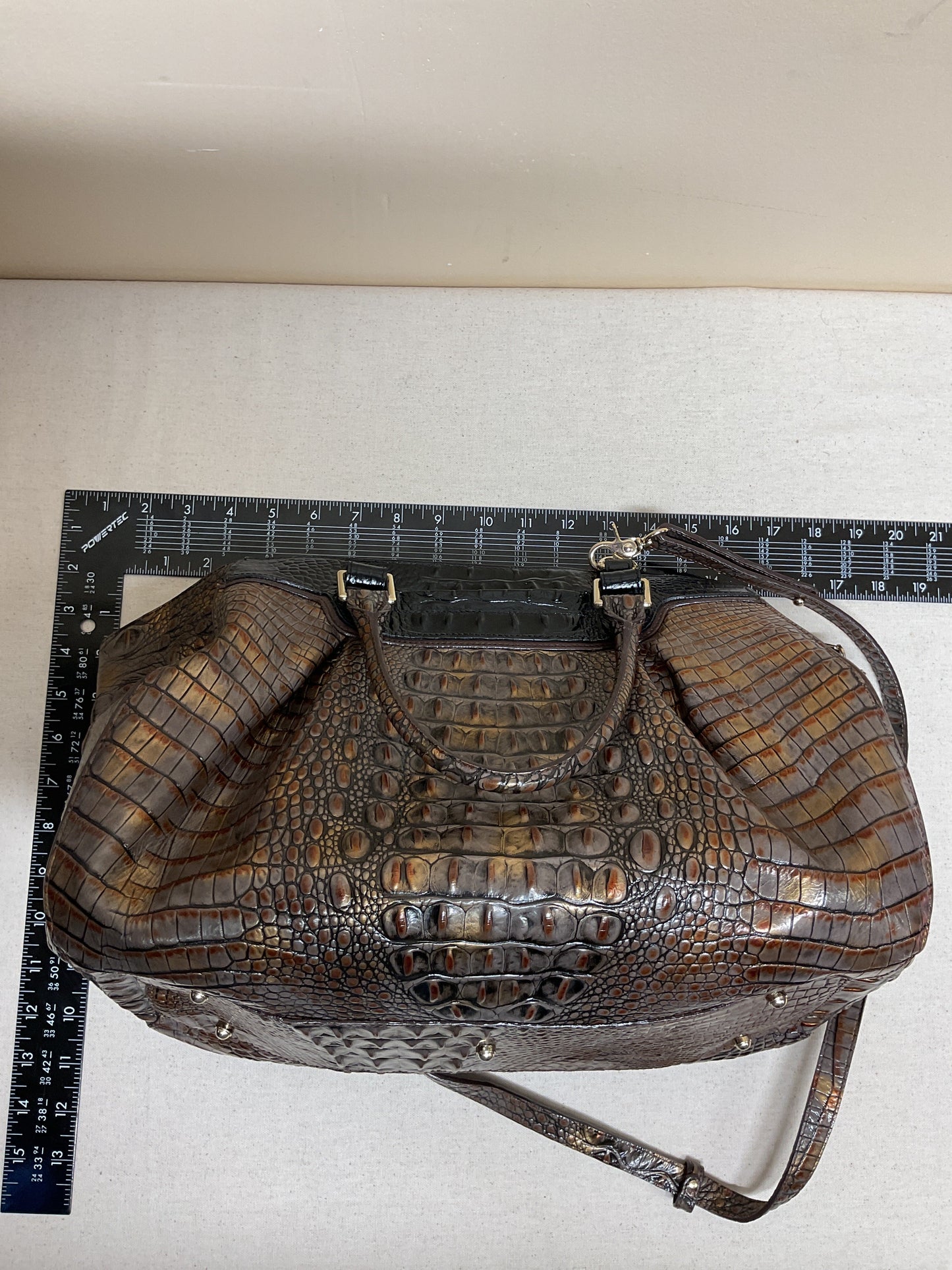 Handbag Designer By Brahmin In Brown & Grey, Size:Large