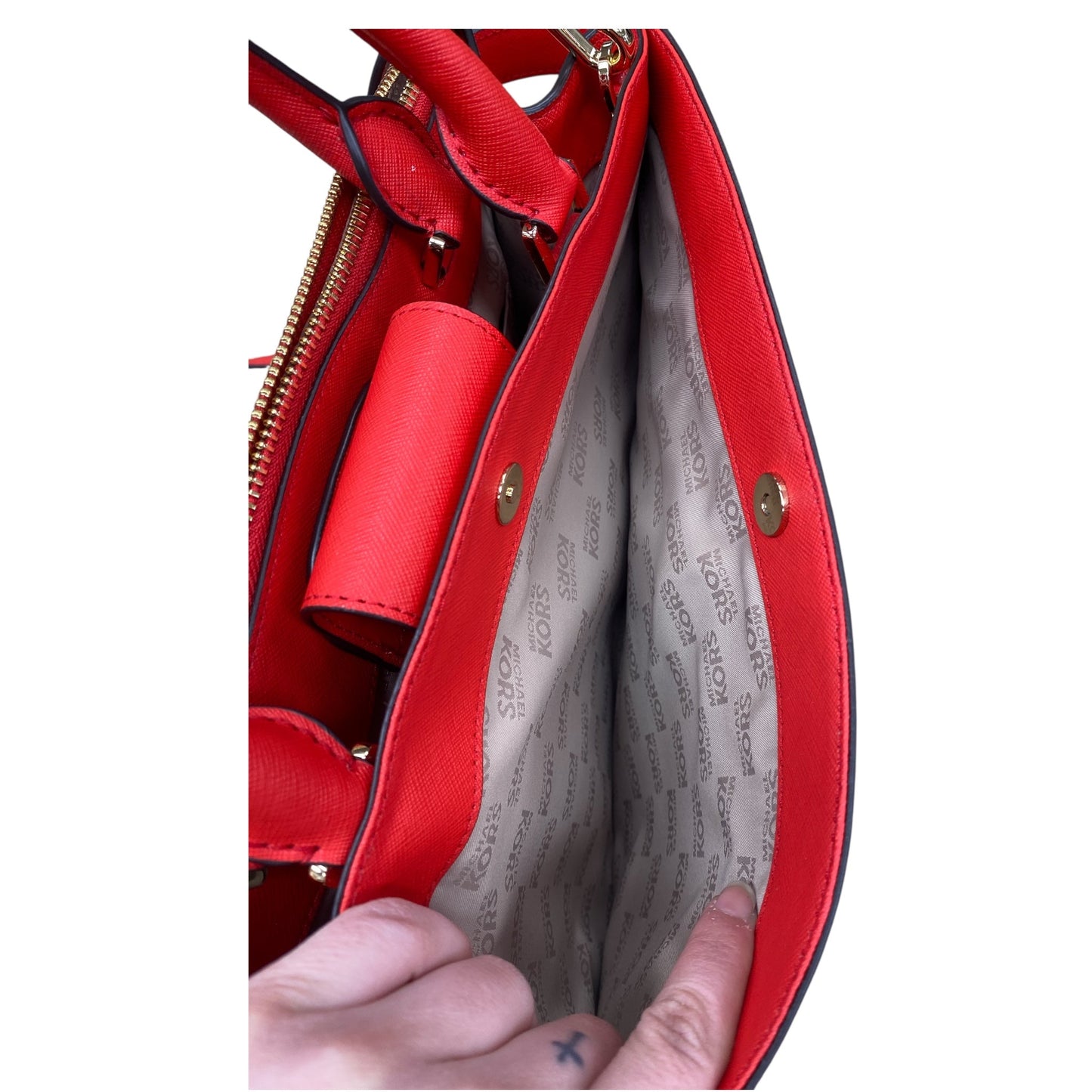 Handbag Designer By Michael Kors In Red, Size:Large