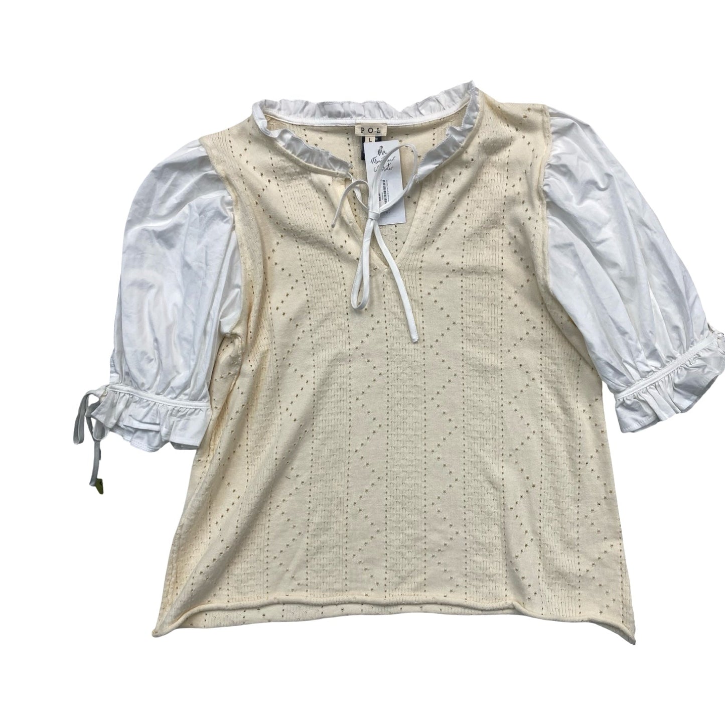 Top Ss By Pol In Cream & White, Size:L