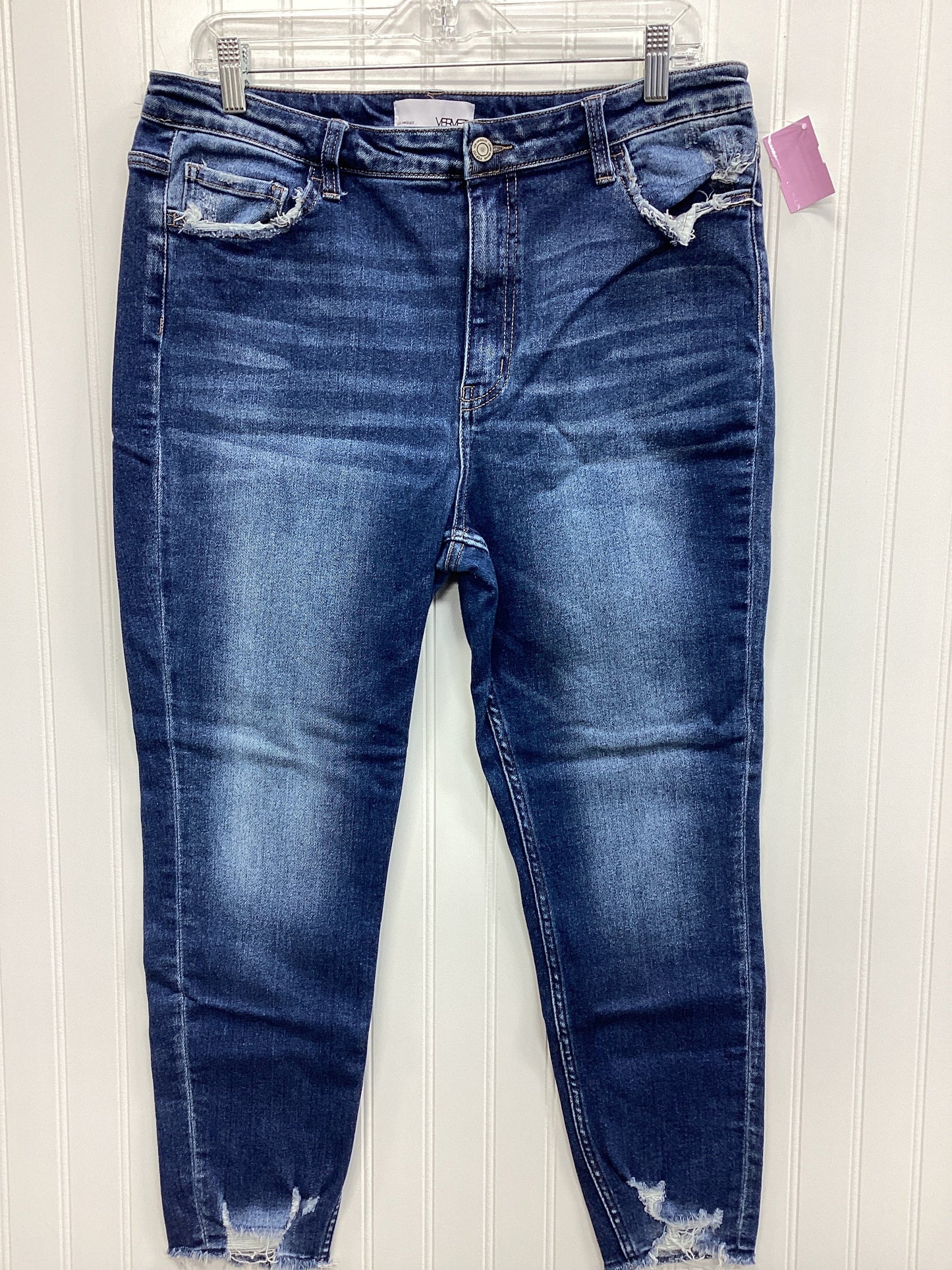 Jeans Skinny By Verve In Blue Denim, Size:12
