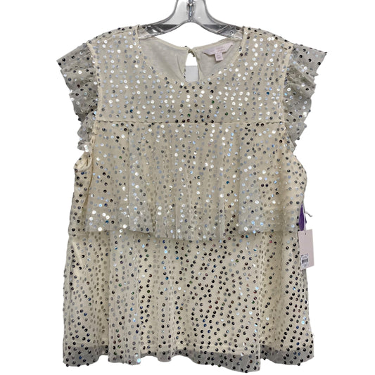 Top Sleeveless By Lc Lauren Conrad In Ivory Sequins, Size:Xl