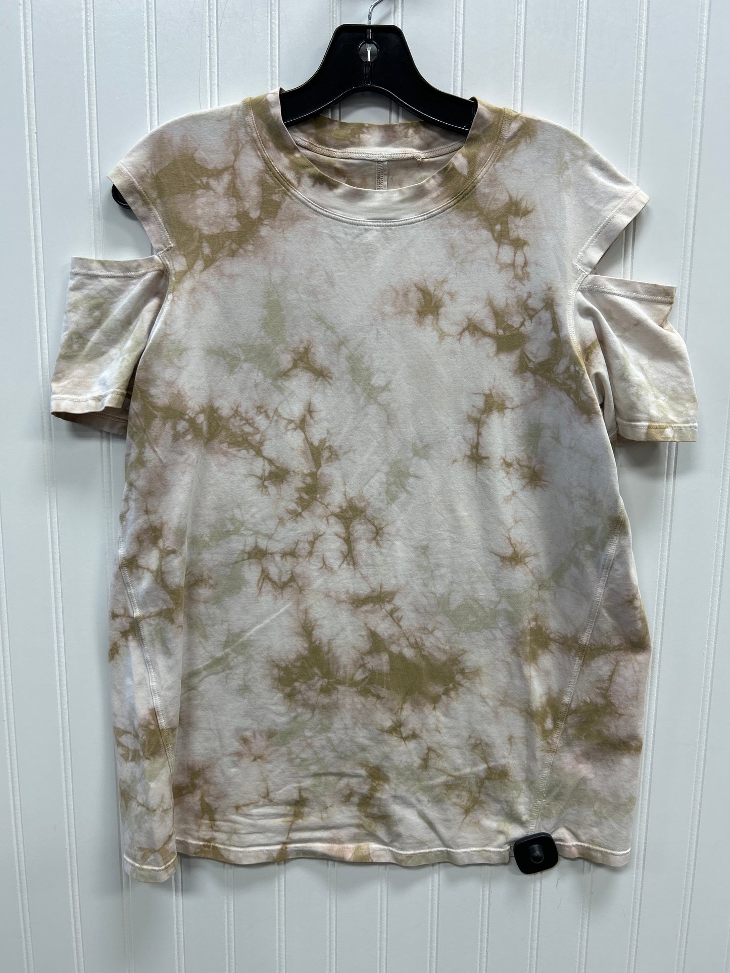 Athletic Top Ss By Lululemon In Cream & Tan, Size:12