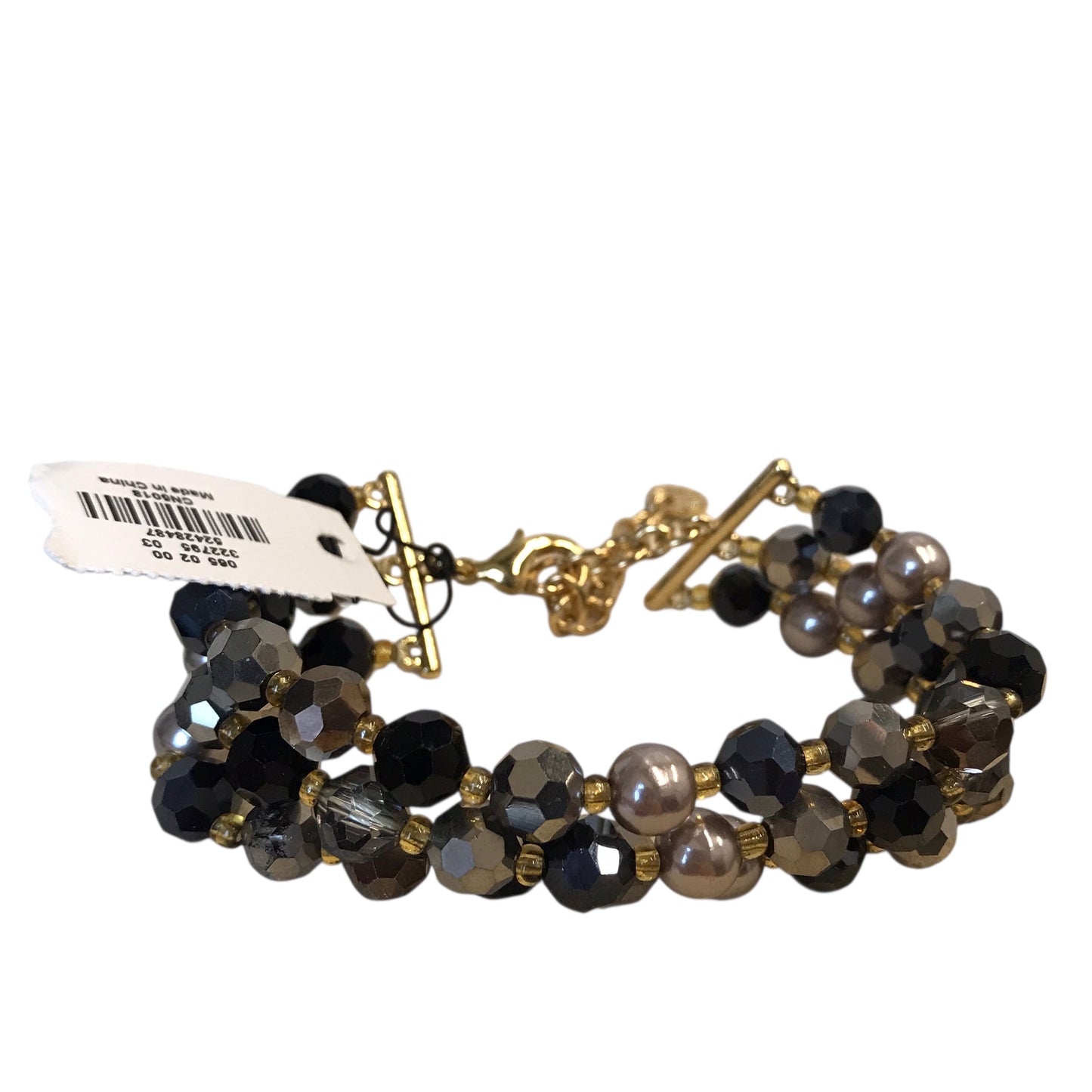 BRACELET BEADED by TALBOTS in BLACK, NAVY & GOLD