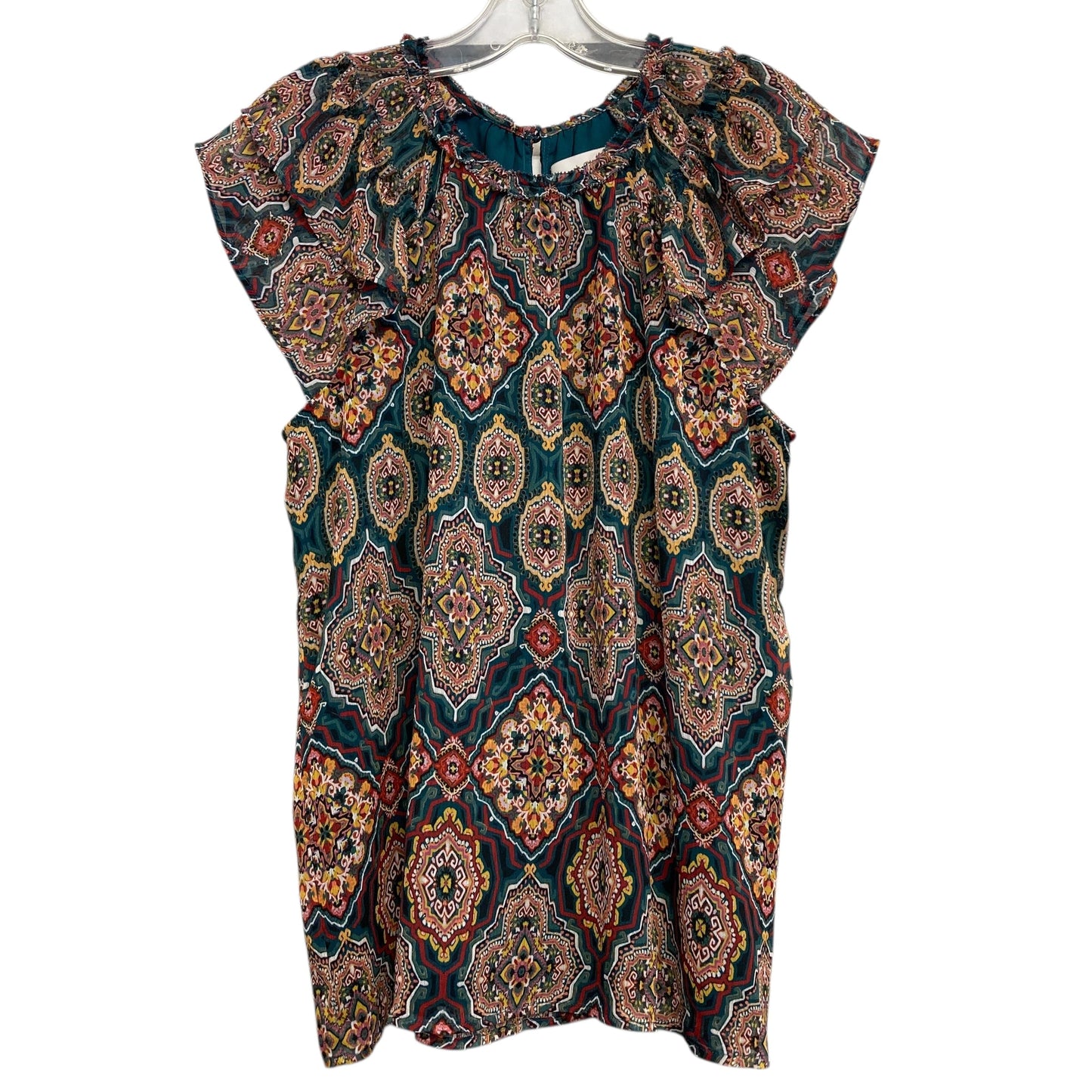 Top Sleeveless By Loft In Green & Yellow, Size:S