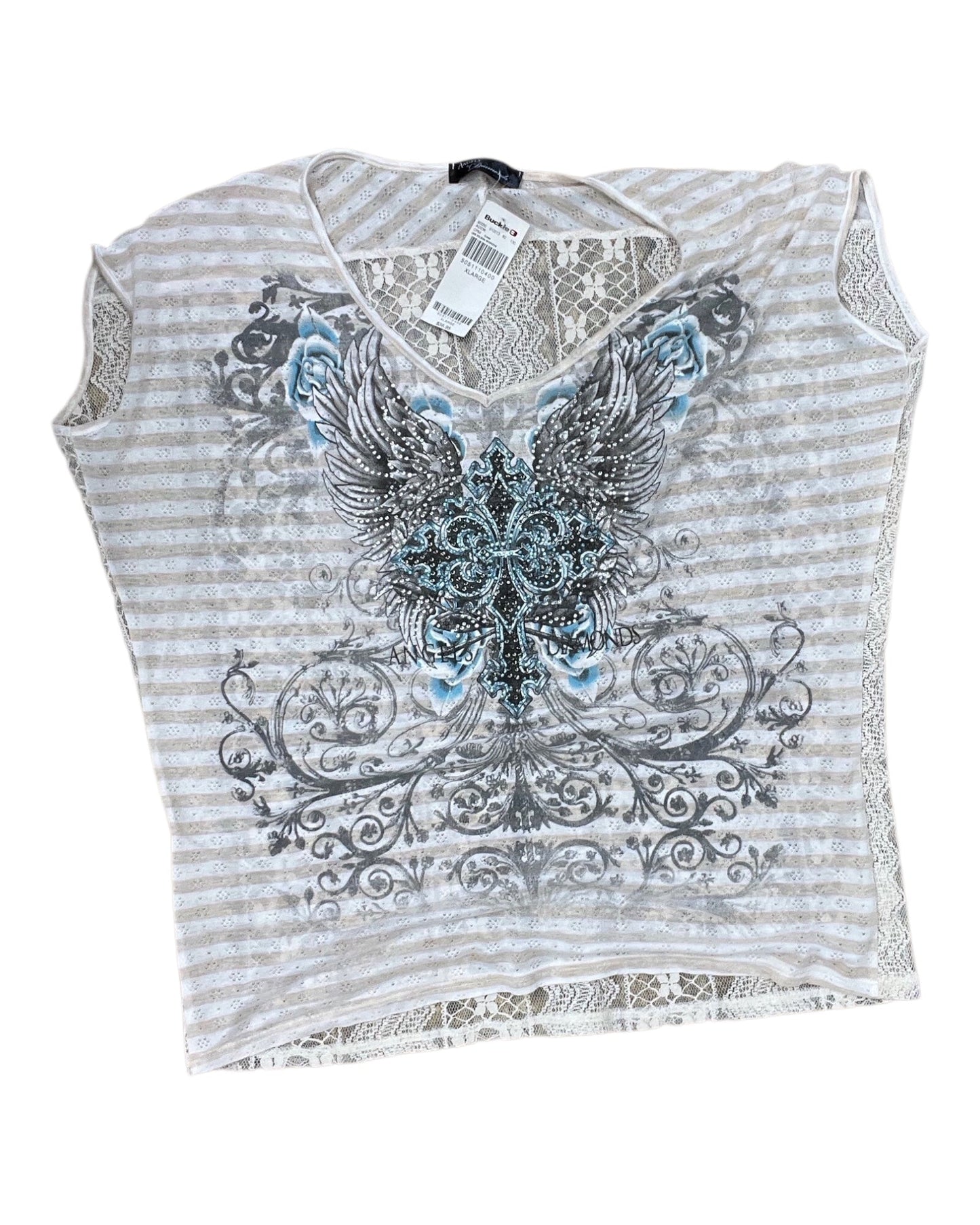 Top Sleeveless By Clothes Mentor In Tan & White, Size:Xl