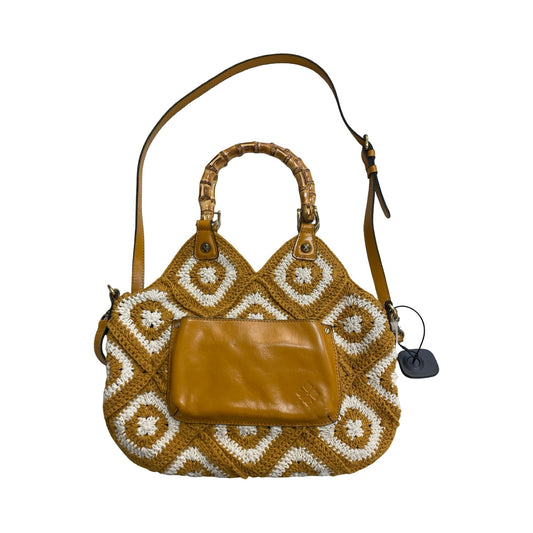 Handbag Designer By Patricia Nash In White & Yellow, Size:Medium