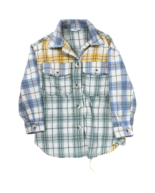 Jacket Shirt By Polagram In Cream & Green, Size:S