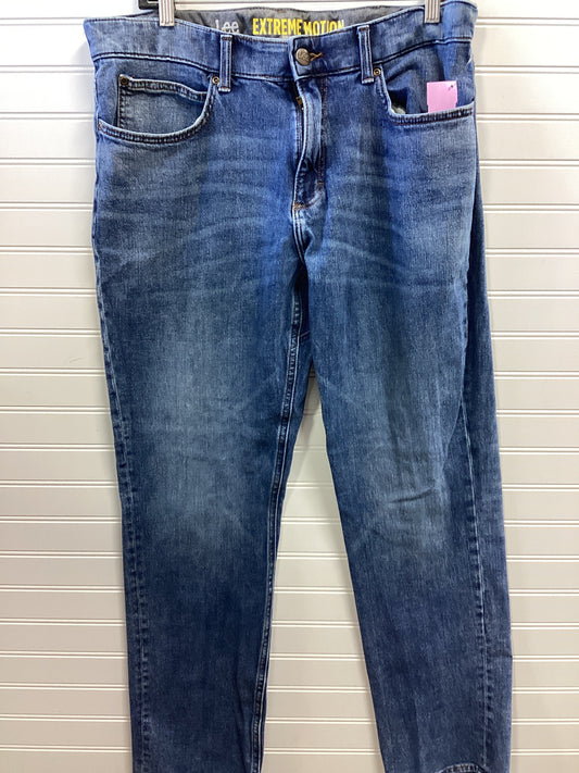 Jeans Straight By Lee In Blue Denim, Size:14