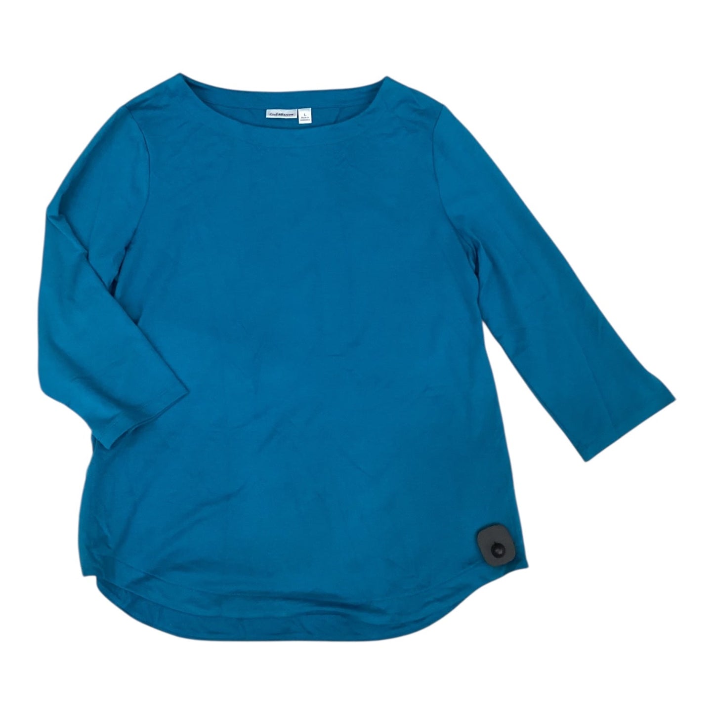 Top 3/4 Sleeve By Croft And Barrow In Aqua, Size:L
