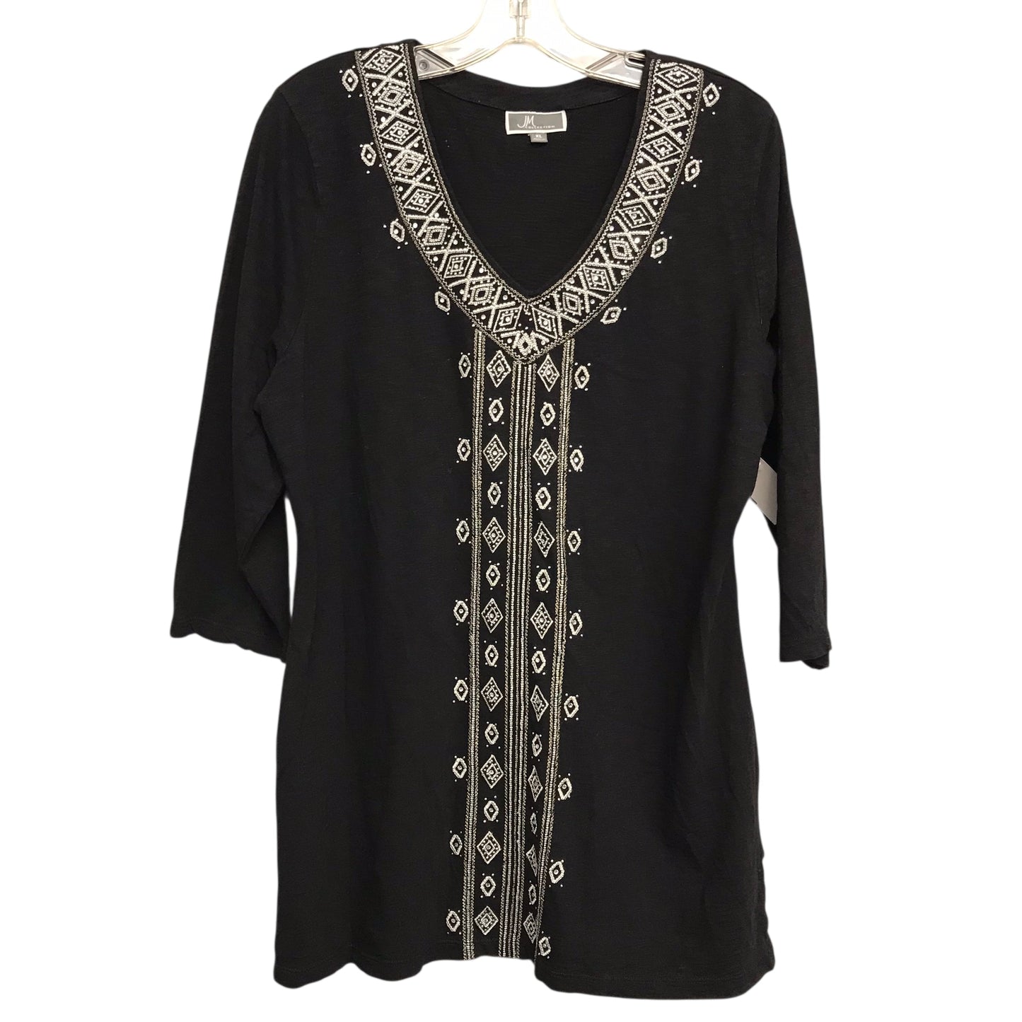 Top Ls By Jm Collections In Black & White, Size:Xl