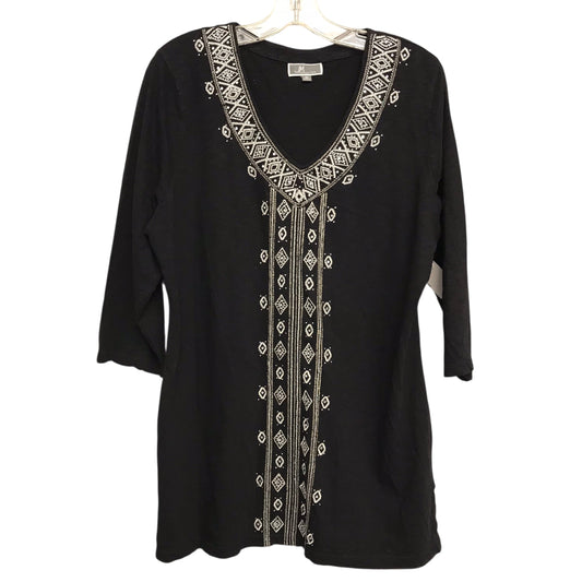 Top Ls By Jm Collections In Black & White, Size:Xl