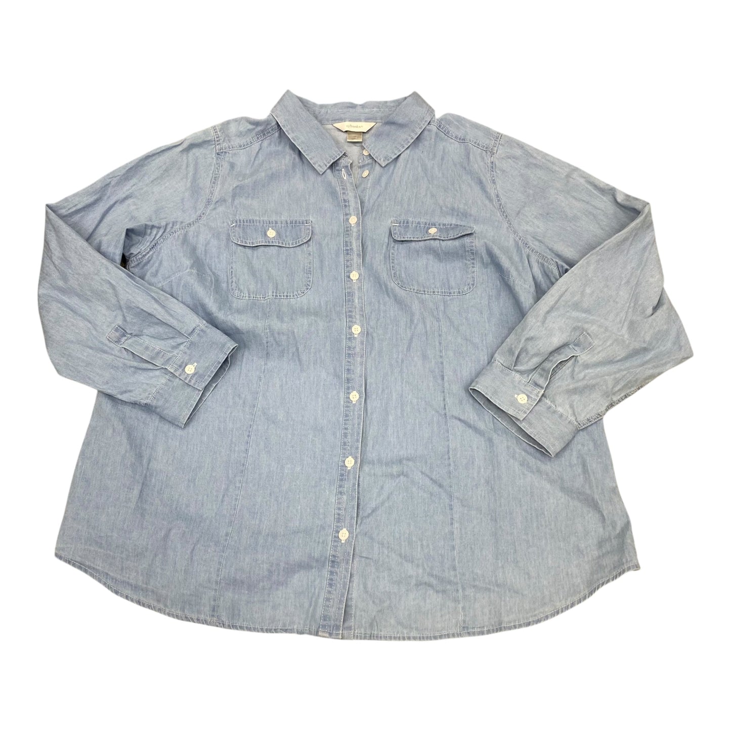 Top 3/4 Sleeve By Cj Banks In Blue Denim, Size:1X