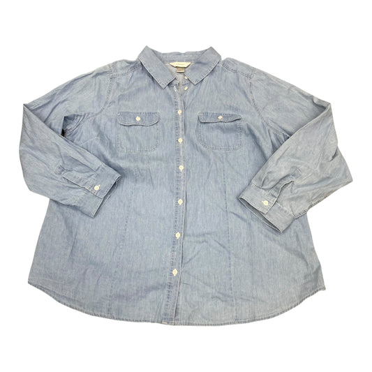 Top 3/4 Sleeve By Cj Banks In Blue Denim, Size:1X