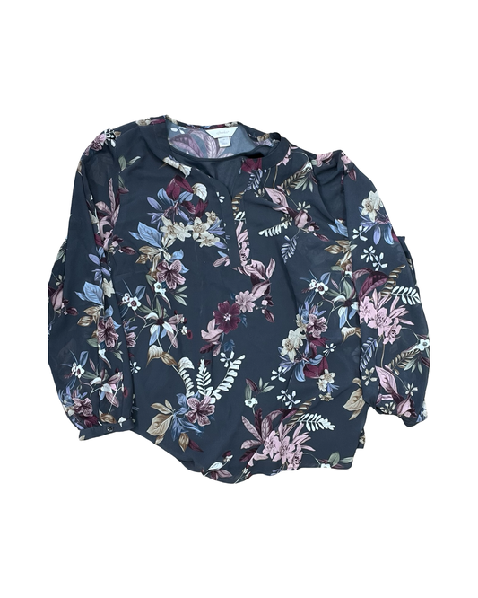 Top Ls By Cj Banks In Grey & Pink, Size:2X