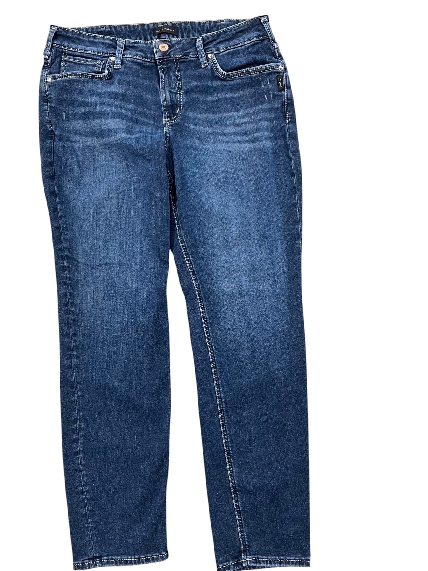 Jeans Boyfriend By Silver In Blue Denim, Size:14