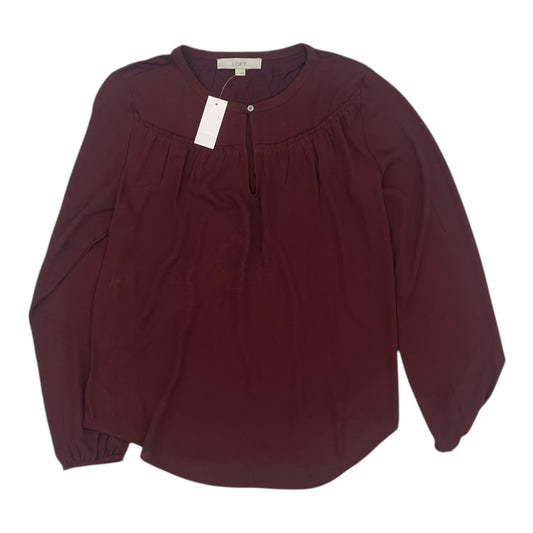 Blouse Ls By Loft In Maroon, Size:S