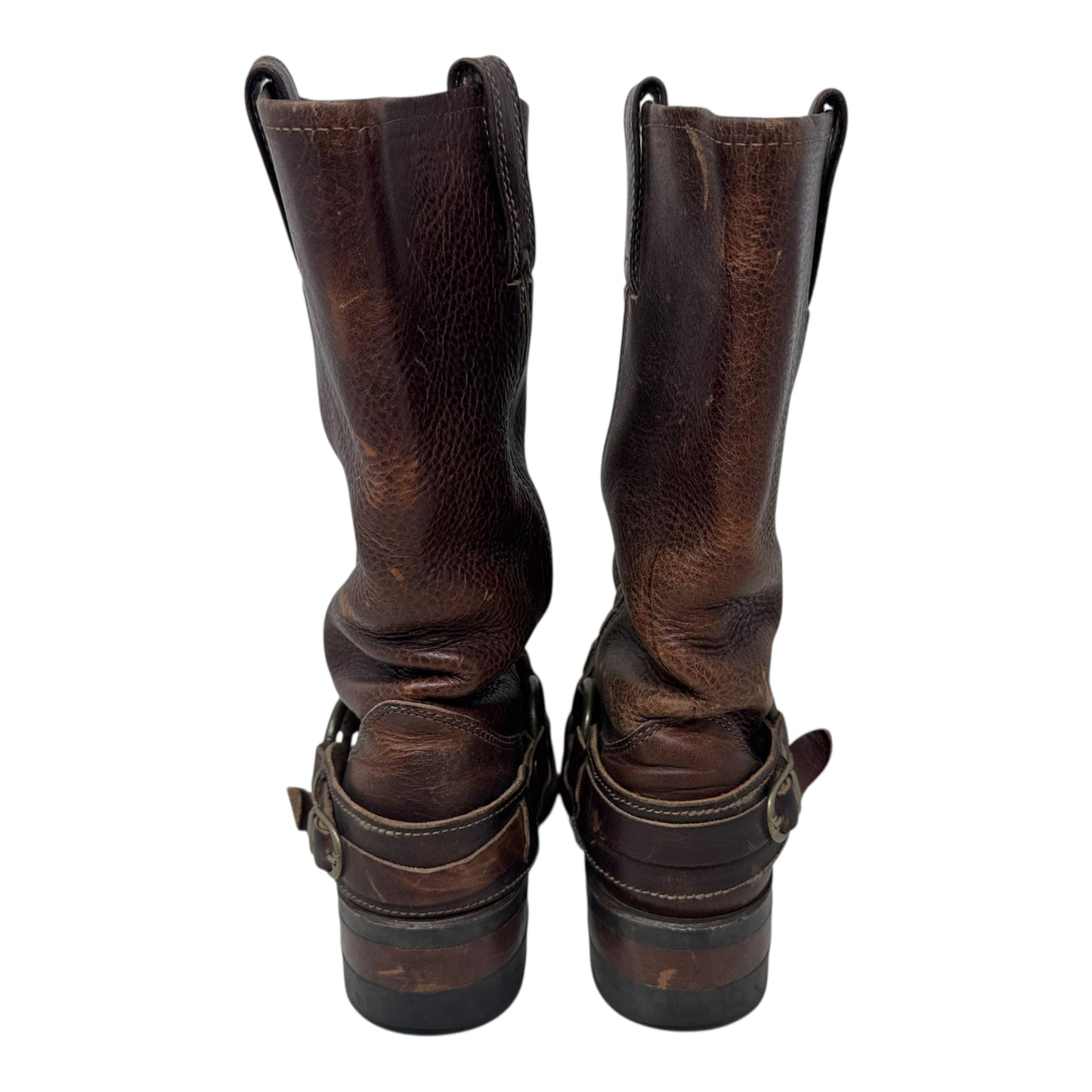 12R Tall Harness Boots Designer By Frye In Brown, Size: 6.5