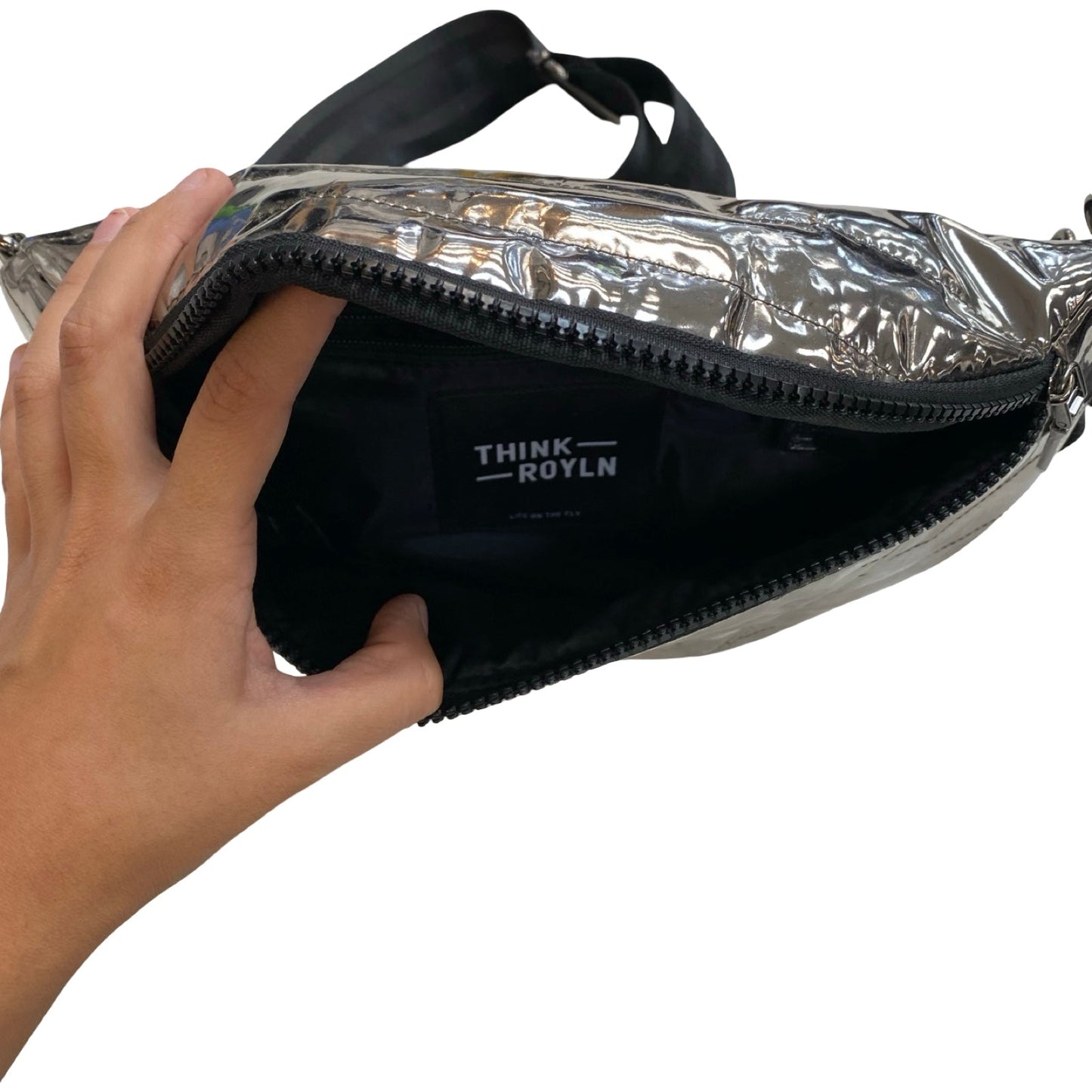 Belt Bag By Think Royln In Black & Silver, Size:Medium