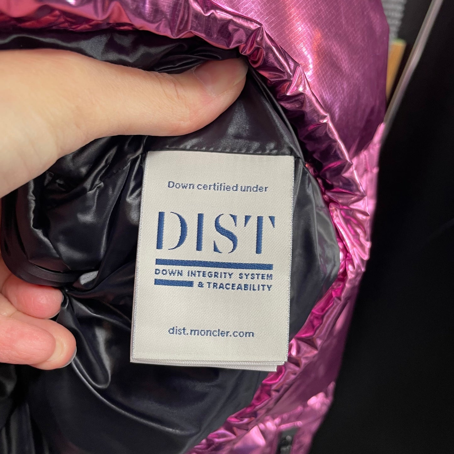 Jacket Luxury Designer By Moncler In Pink, Size: L