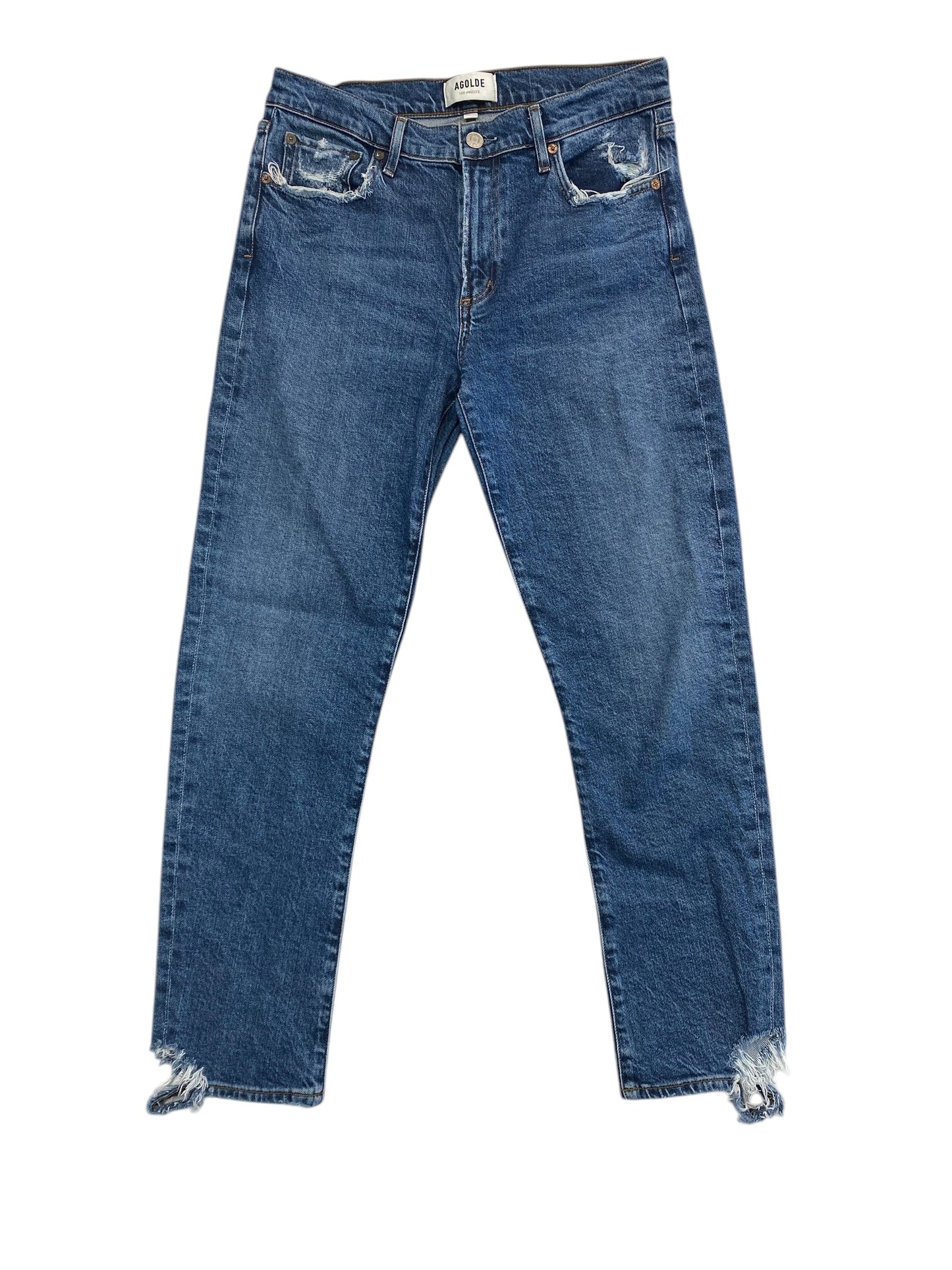 Jeans Straight By Agolde In Blue Denim, Size:6