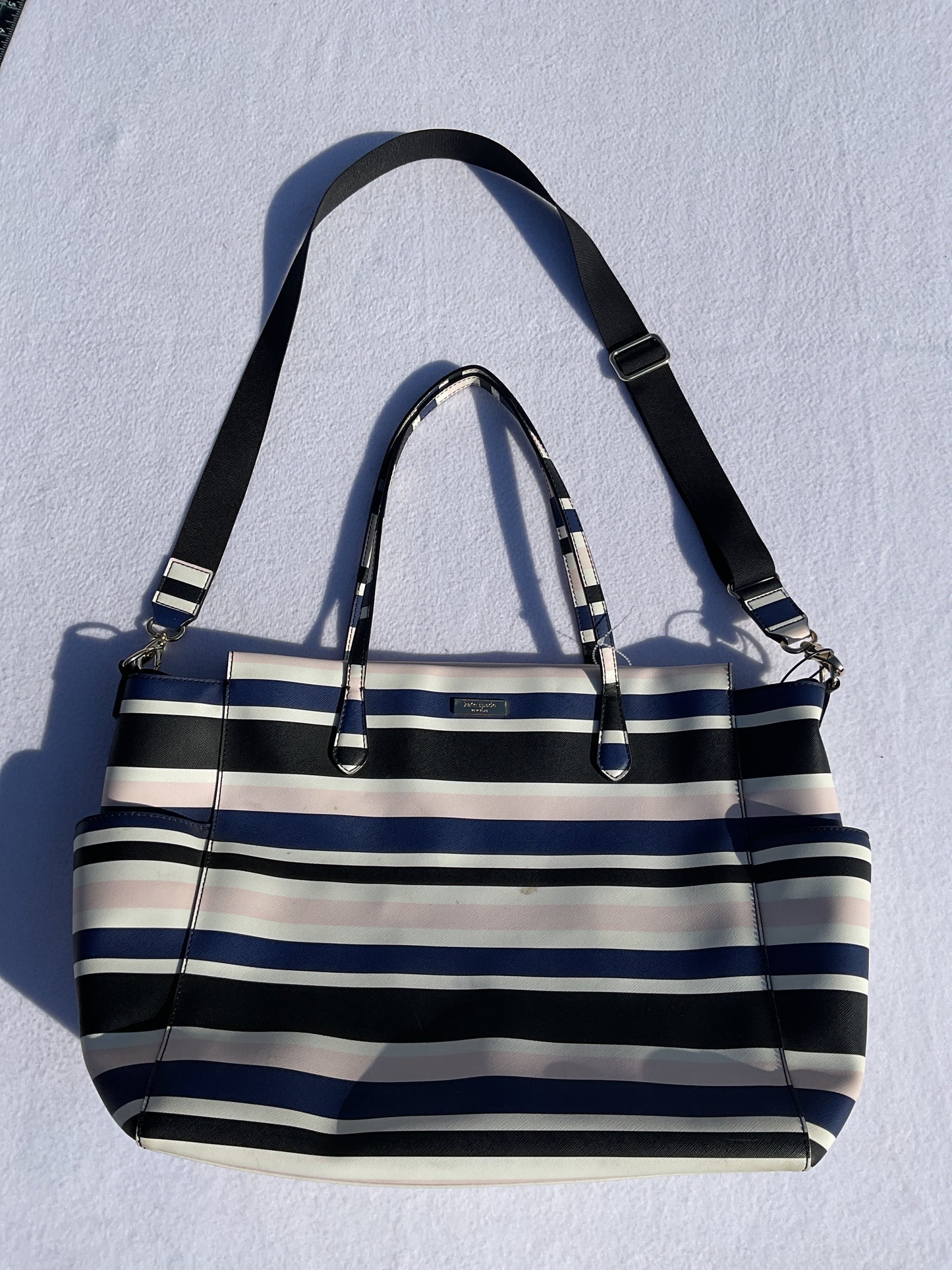Tote Designer By Kate Spade In Striped Pattern, Size:Large