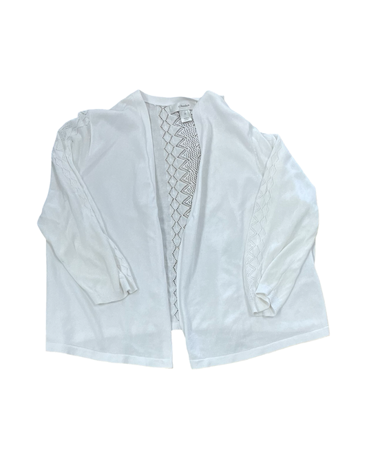 Cardigan By Cj Banks In White, Size:1X