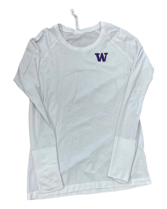 Athletic Top Ls Crewneck By Lululemon In White, Size:12