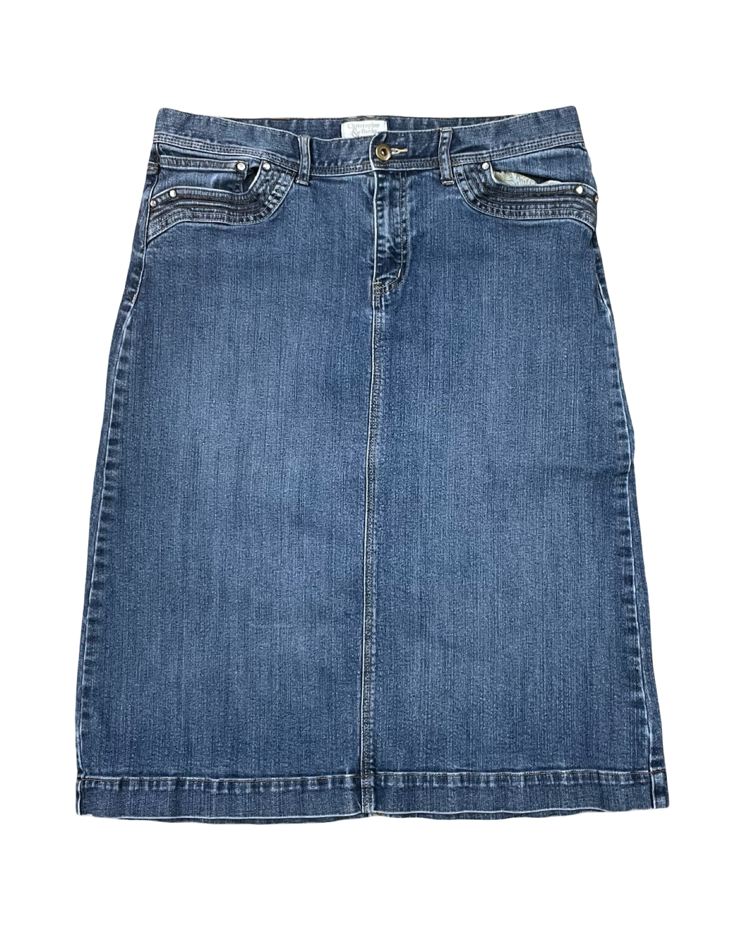 Skirt Midi By Christopher And Banks In Blue Denim, Size:12