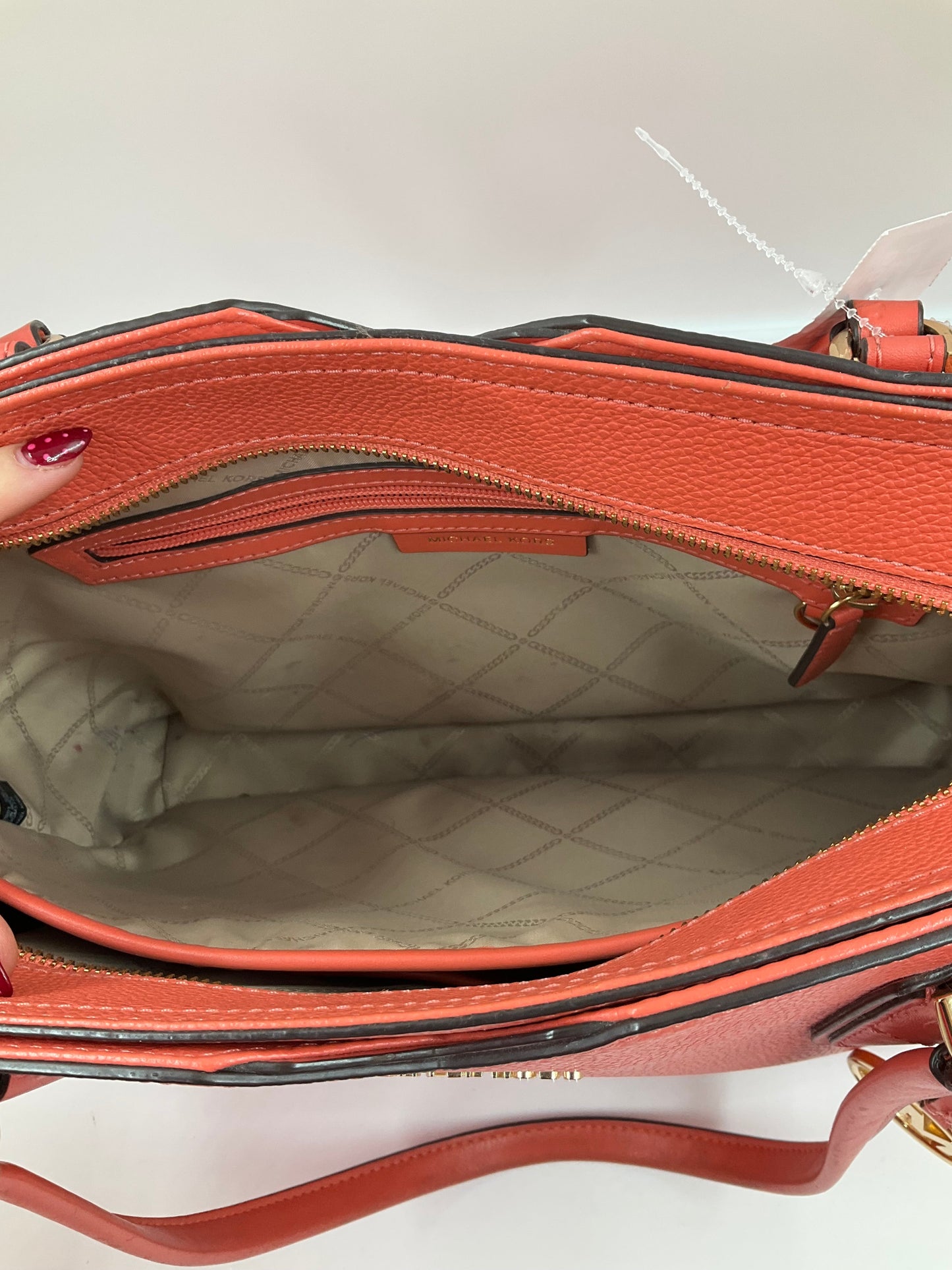 Handbag Designer By Michael Kors In Coral, Size:Large