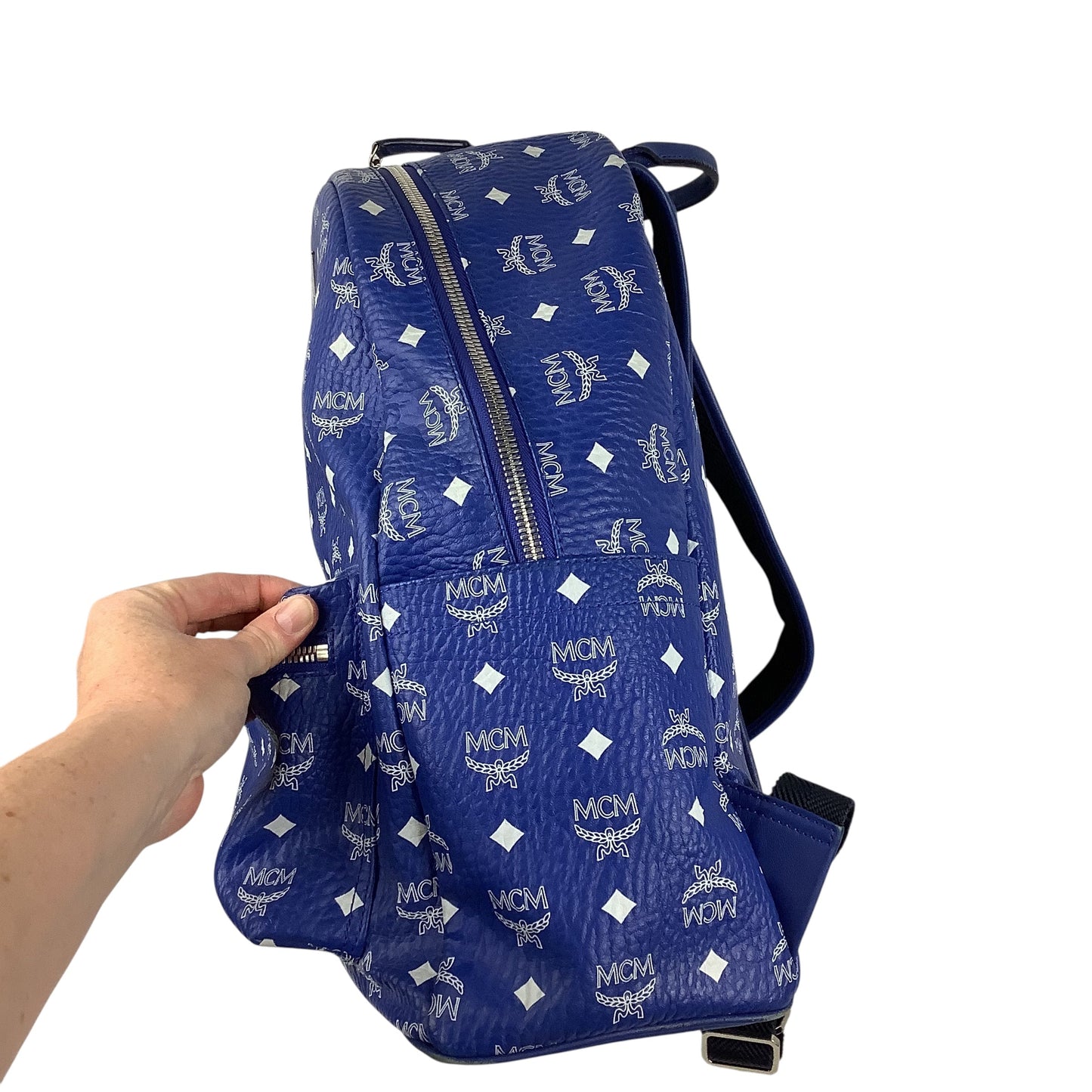 Backpack Luxury Designer By Mcm, Size: Large (As is)