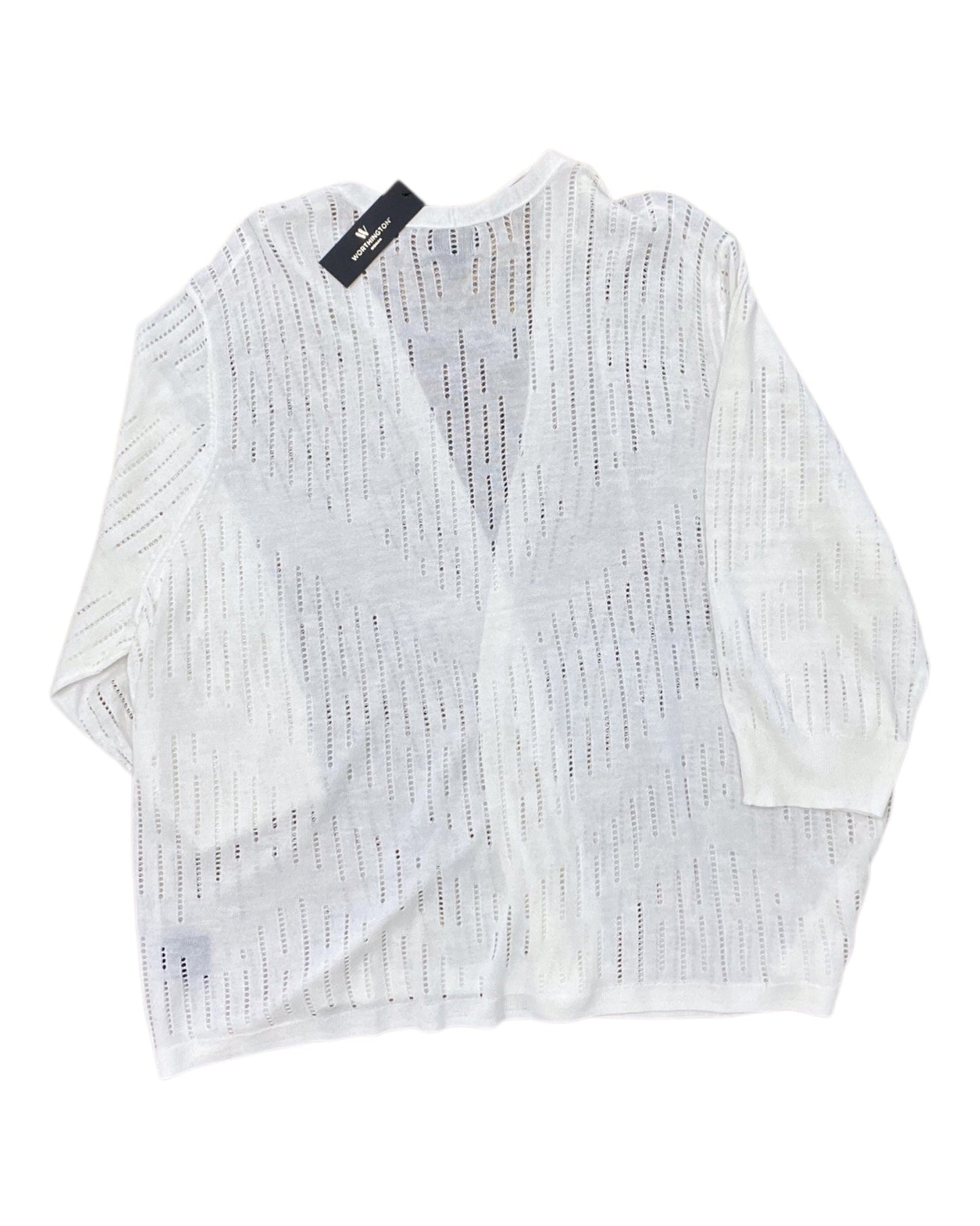 Cardigan By Worthington In White, Size:2X