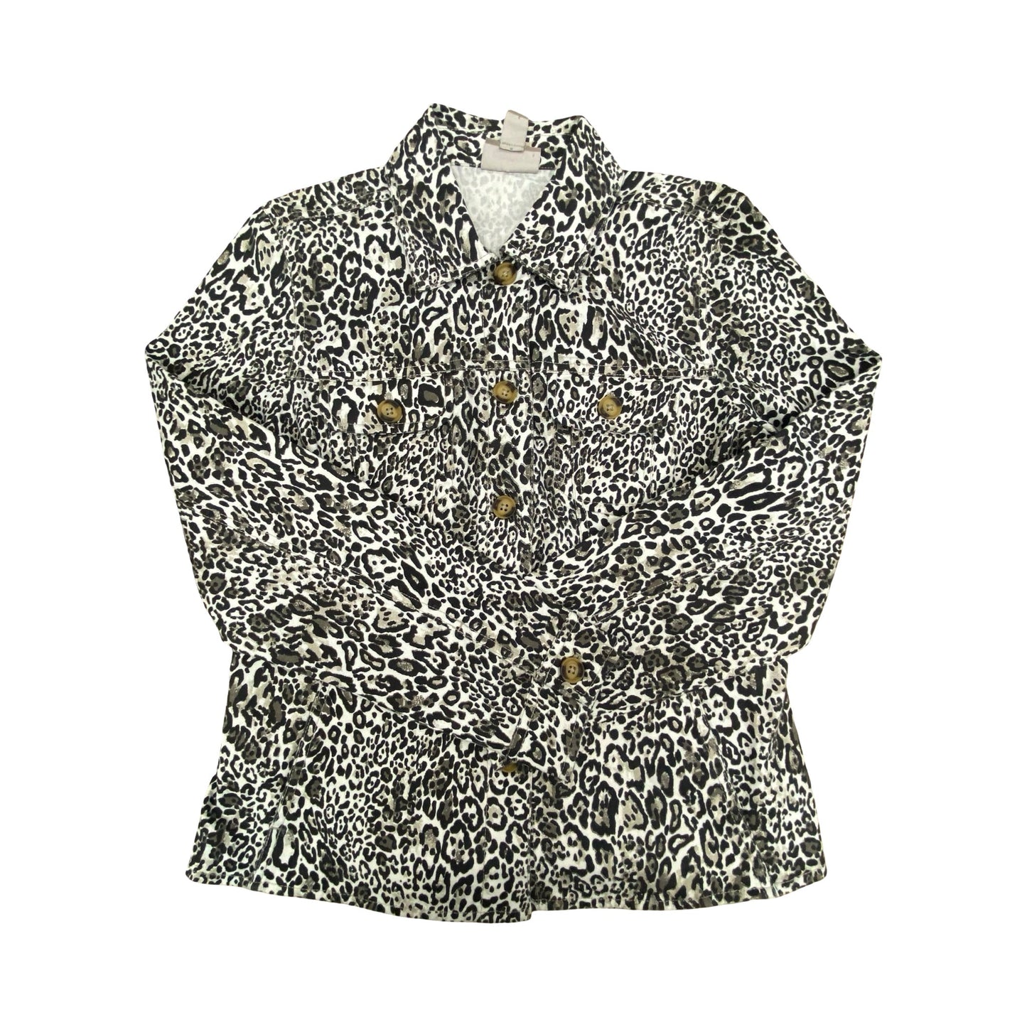 Jacket Denim By Chicos In Animal Print, Size:S