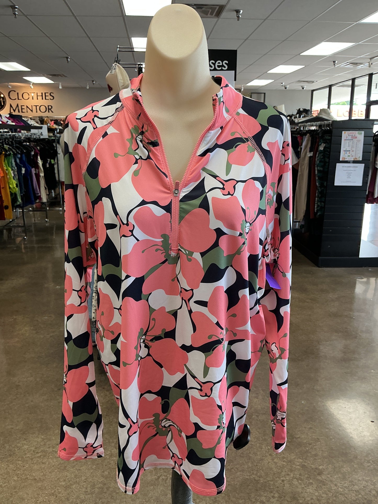 Athletic Top Ls Collar By Jofit In Pink, Size:Xl