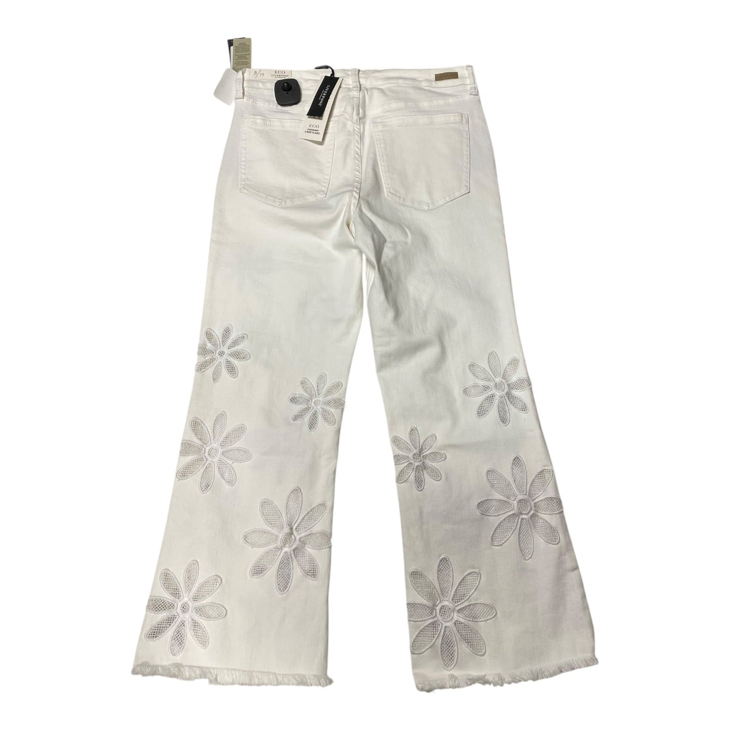 Jeans Cropped By Liverpool In White Denim, Size:8