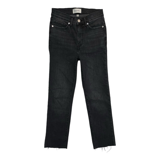 Jeans Straight By Frame In Black Denim, Size:0