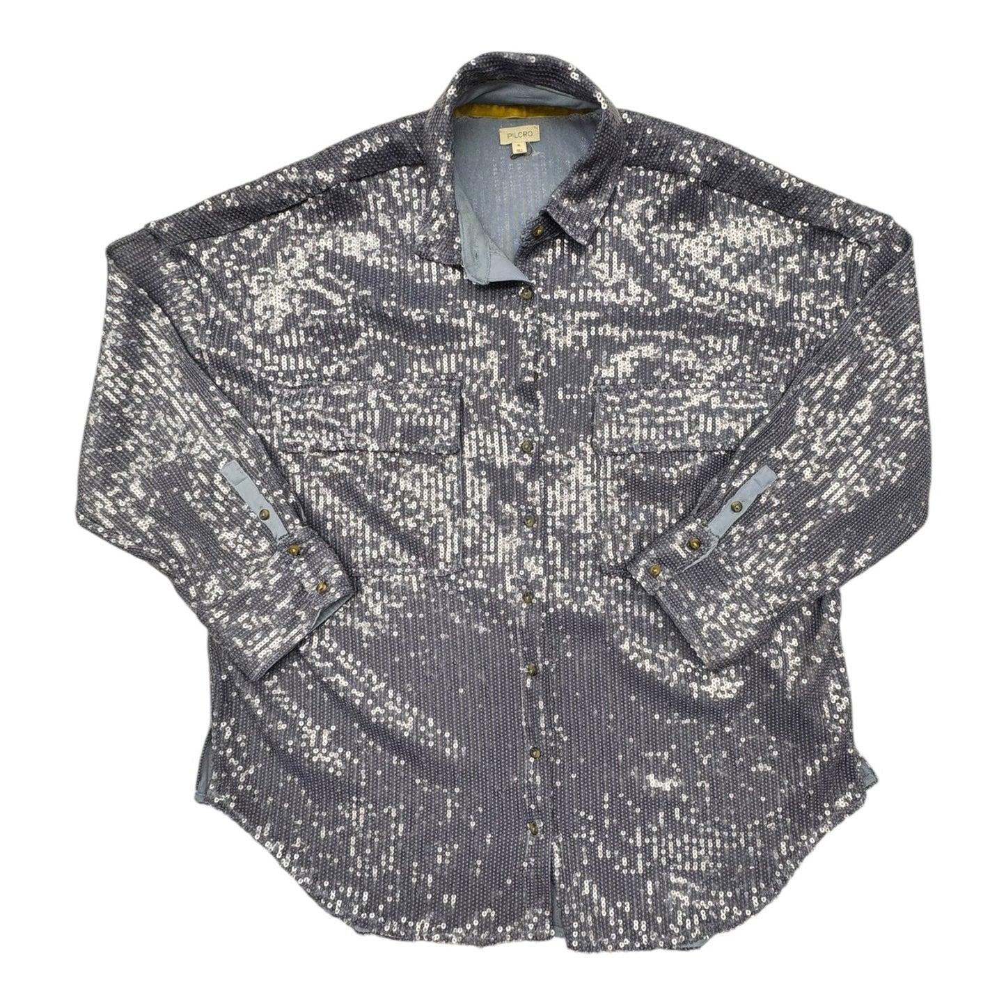 Blouse Ls By Pilcro In Blue, Size:Xl