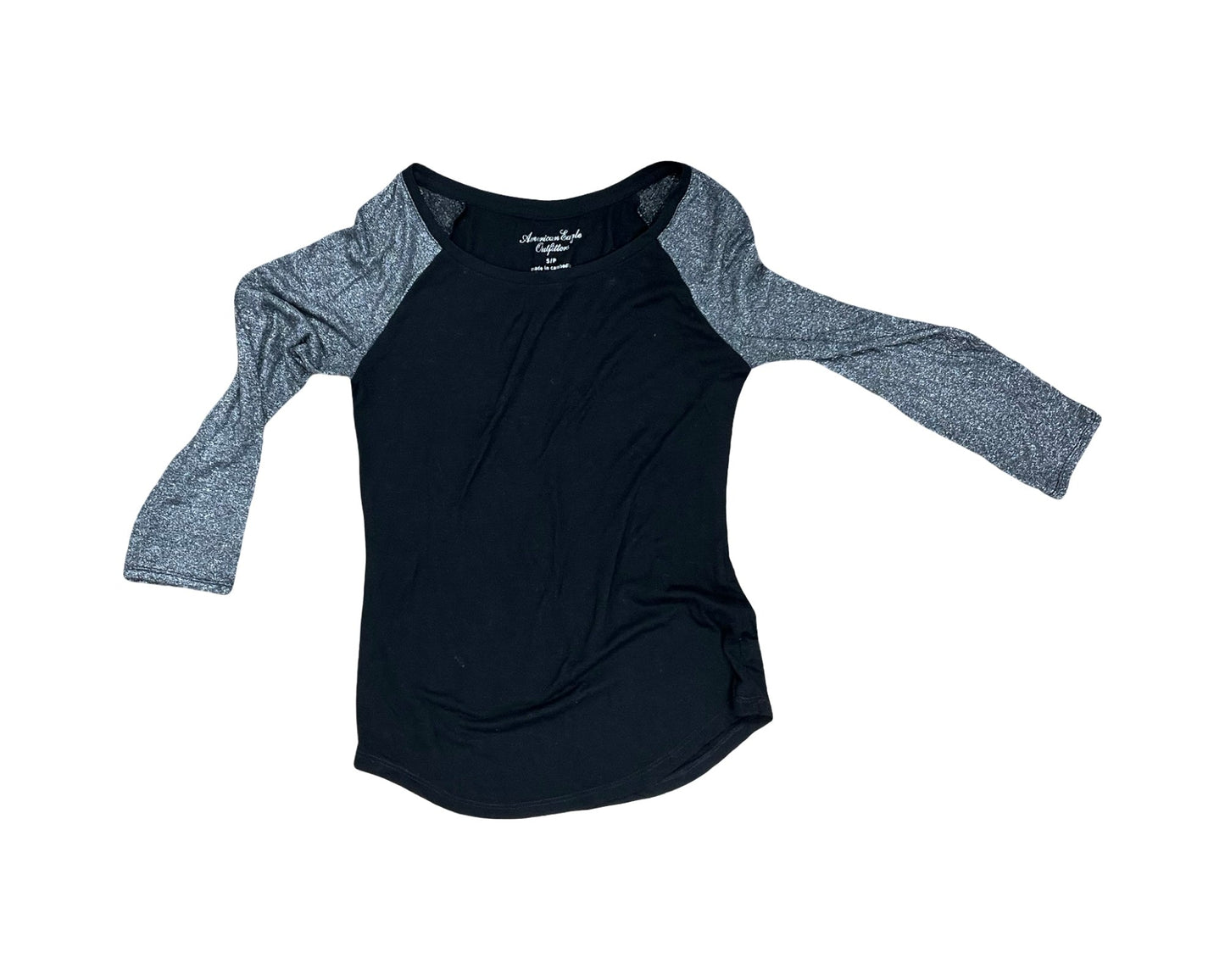 Top Ls By American Eagle In Black & Silver, Size:S