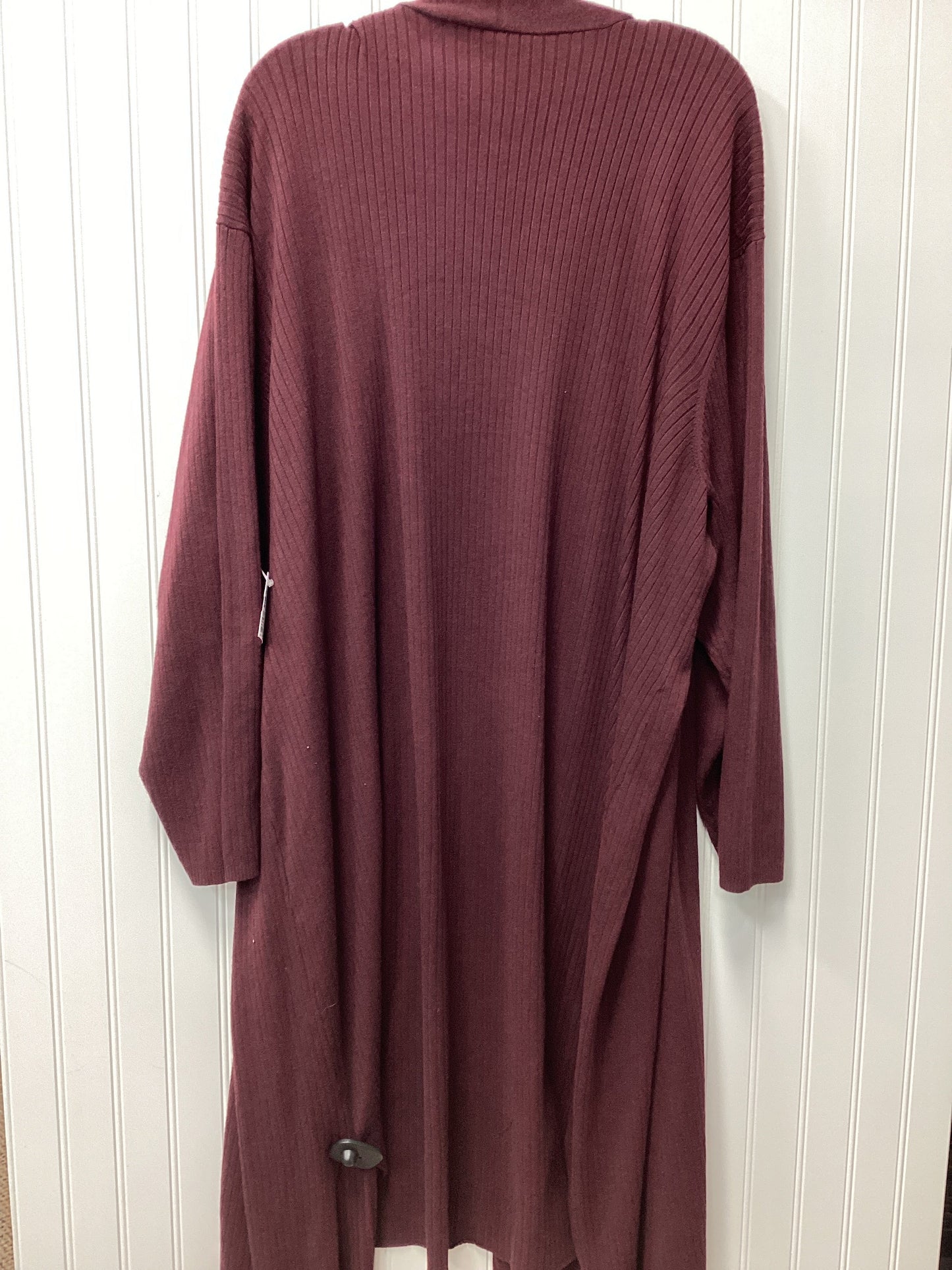 Cardigan By Terra & Sky In Maroon, Size:4X