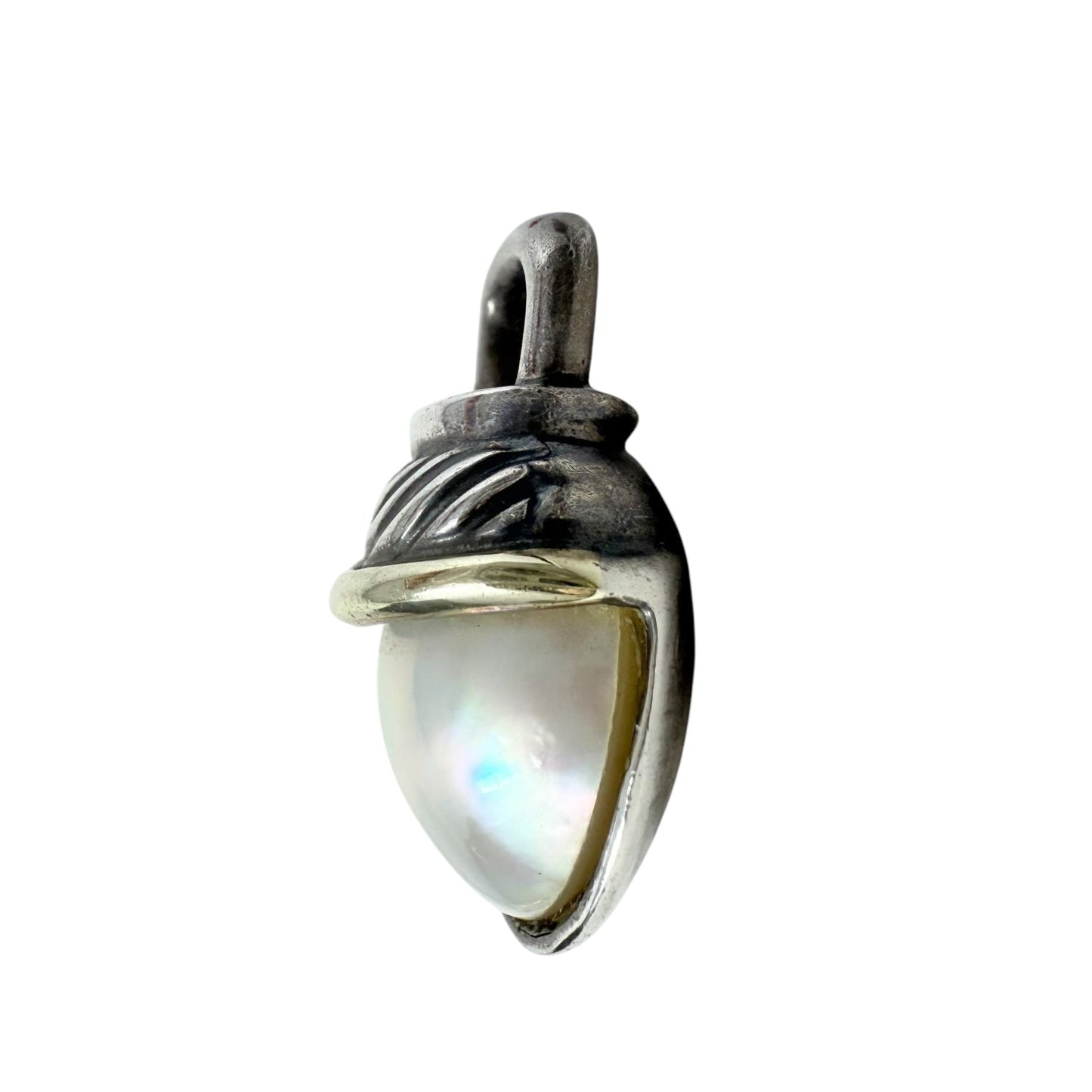 C. 2000 Vintage Cultured Mabe Pearl Pendant in Sterling Silver With 14kt Yellow Gold Luxury Designer By David Yurman