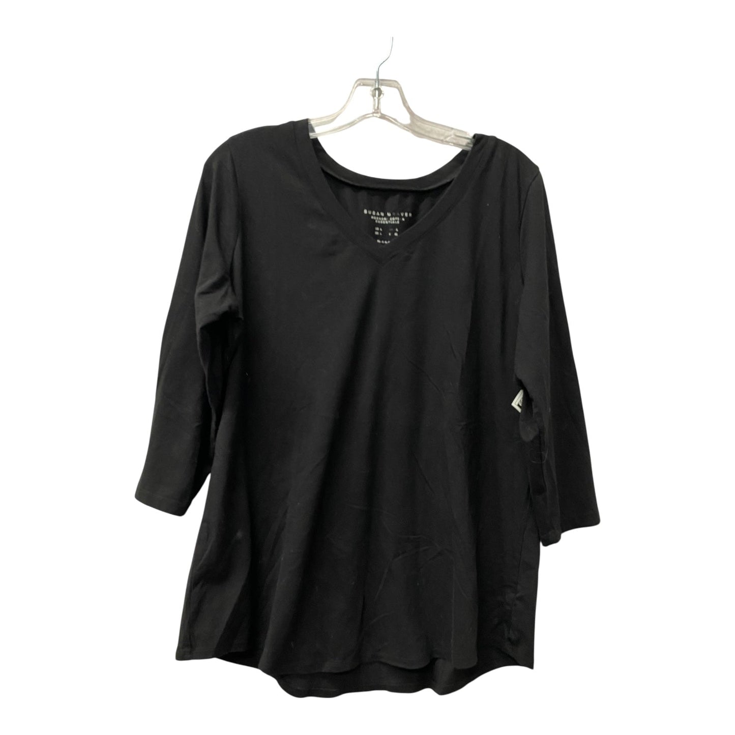 Top 3/4 Sleeve Basic By Susan Graver In Black, Size:L