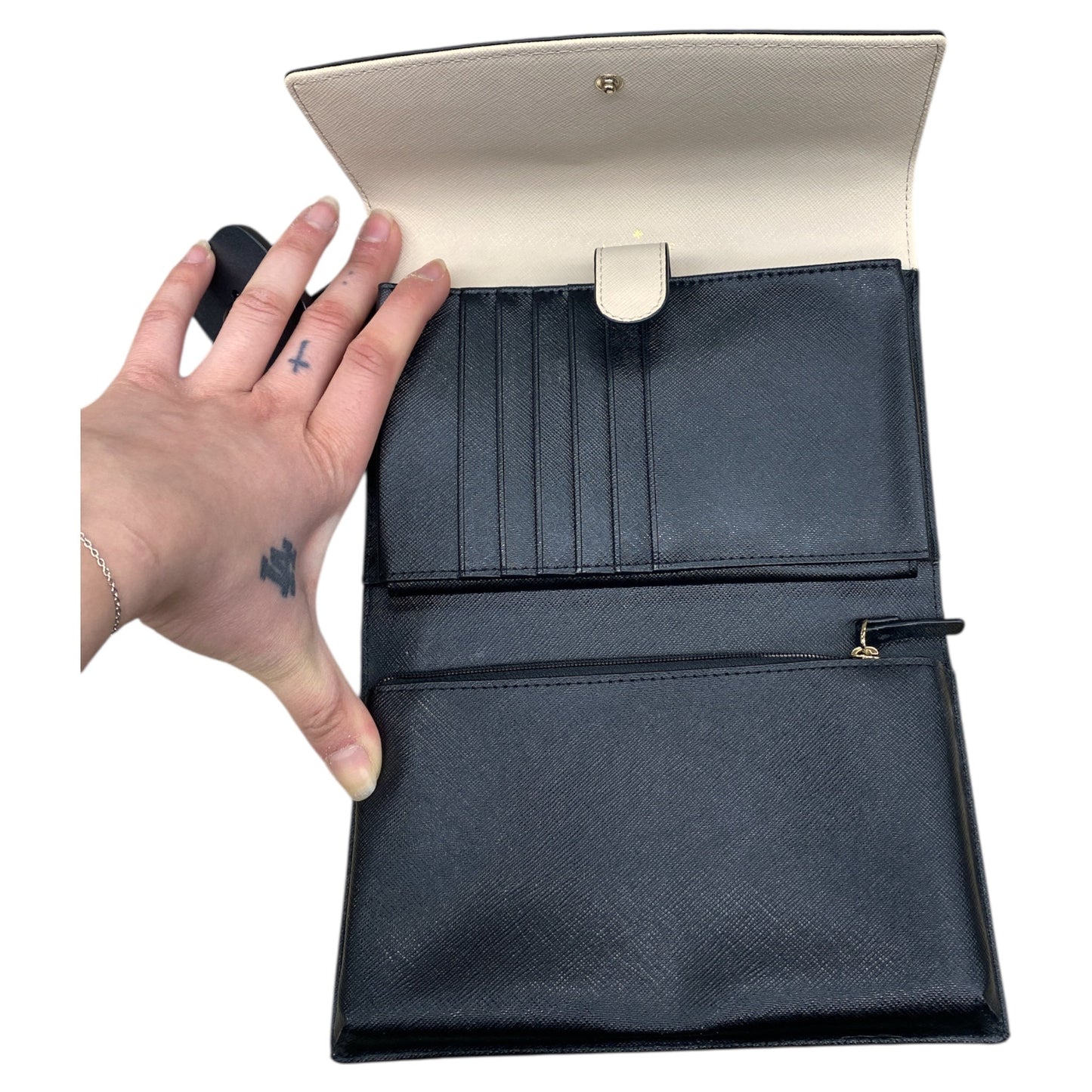 Handbag Designer By Kate Spade In Black & Cream, Size:Small