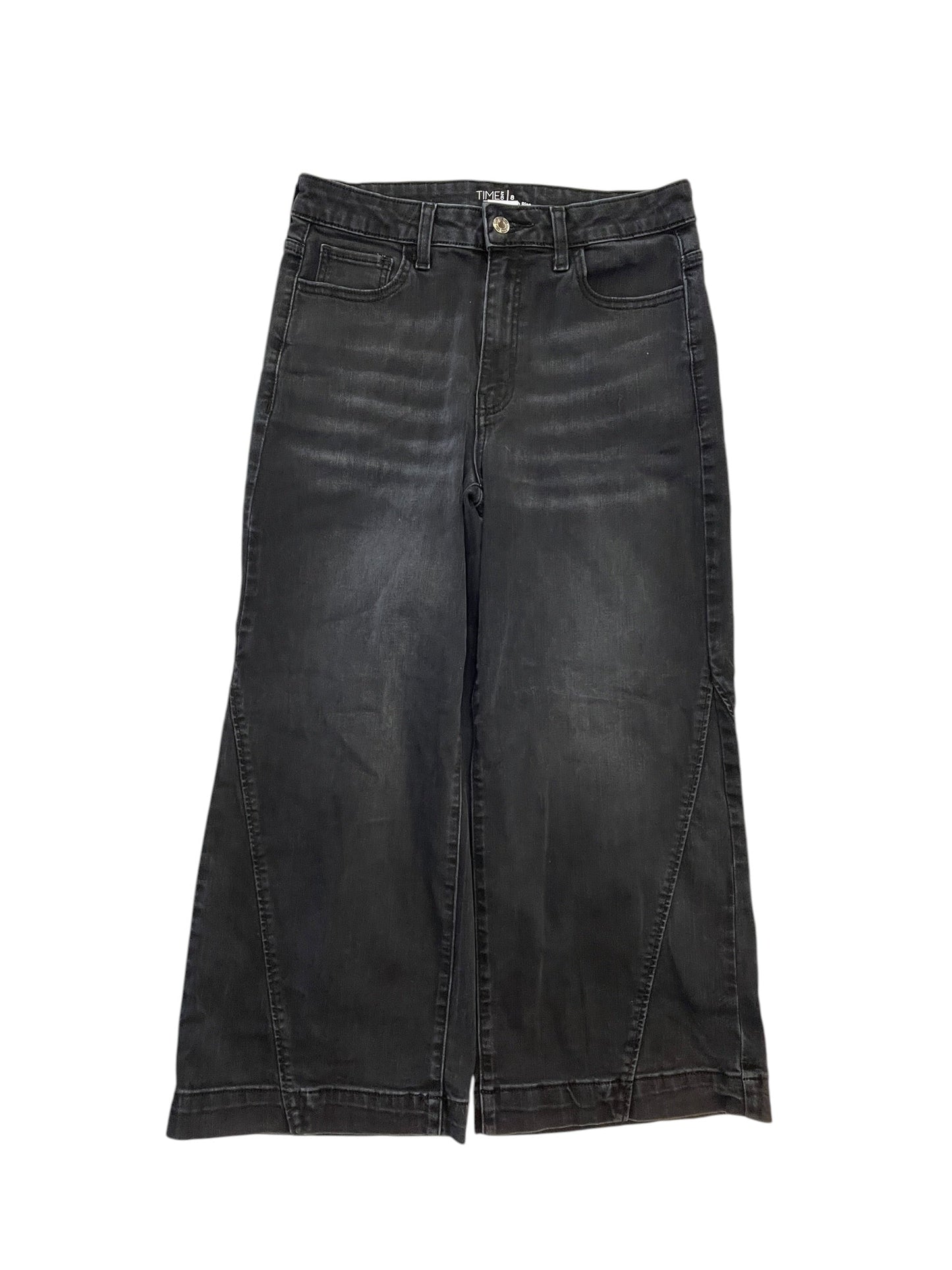 Jeans Wide Leg By Time And Tru In Black Denim, Size:8