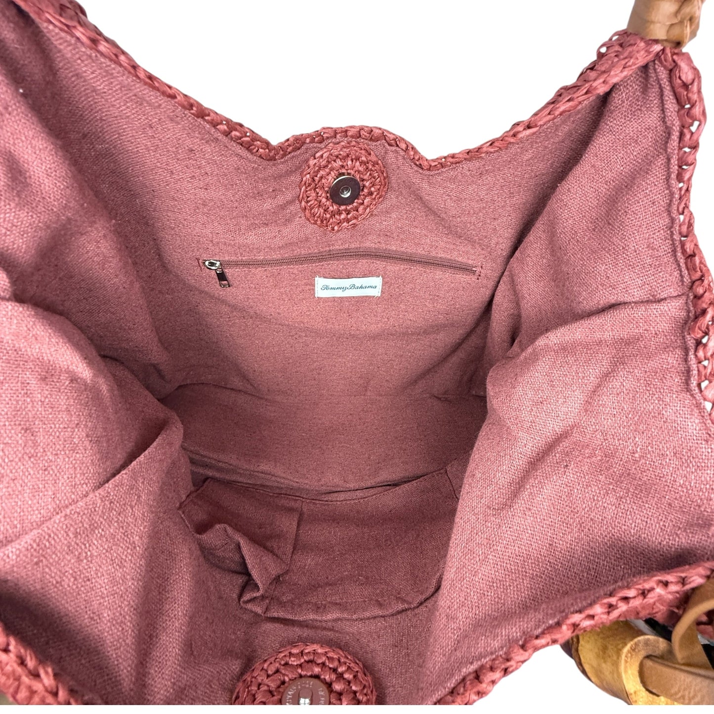 Woven Straw Hobo Bag By Tommy Bahama, Size: Medium