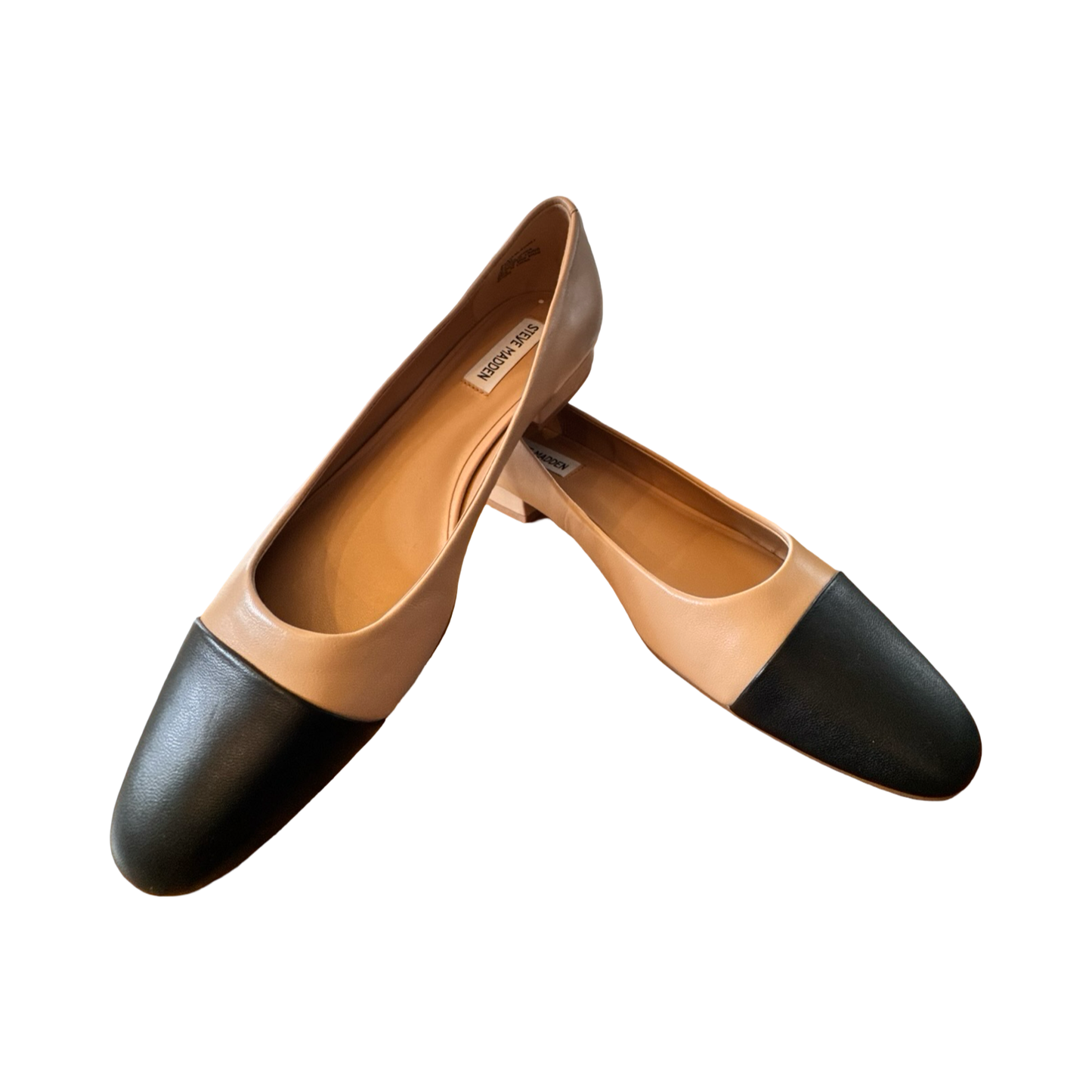 Shoes Flats By Steve Madden In Black & Tan, Size:9.5